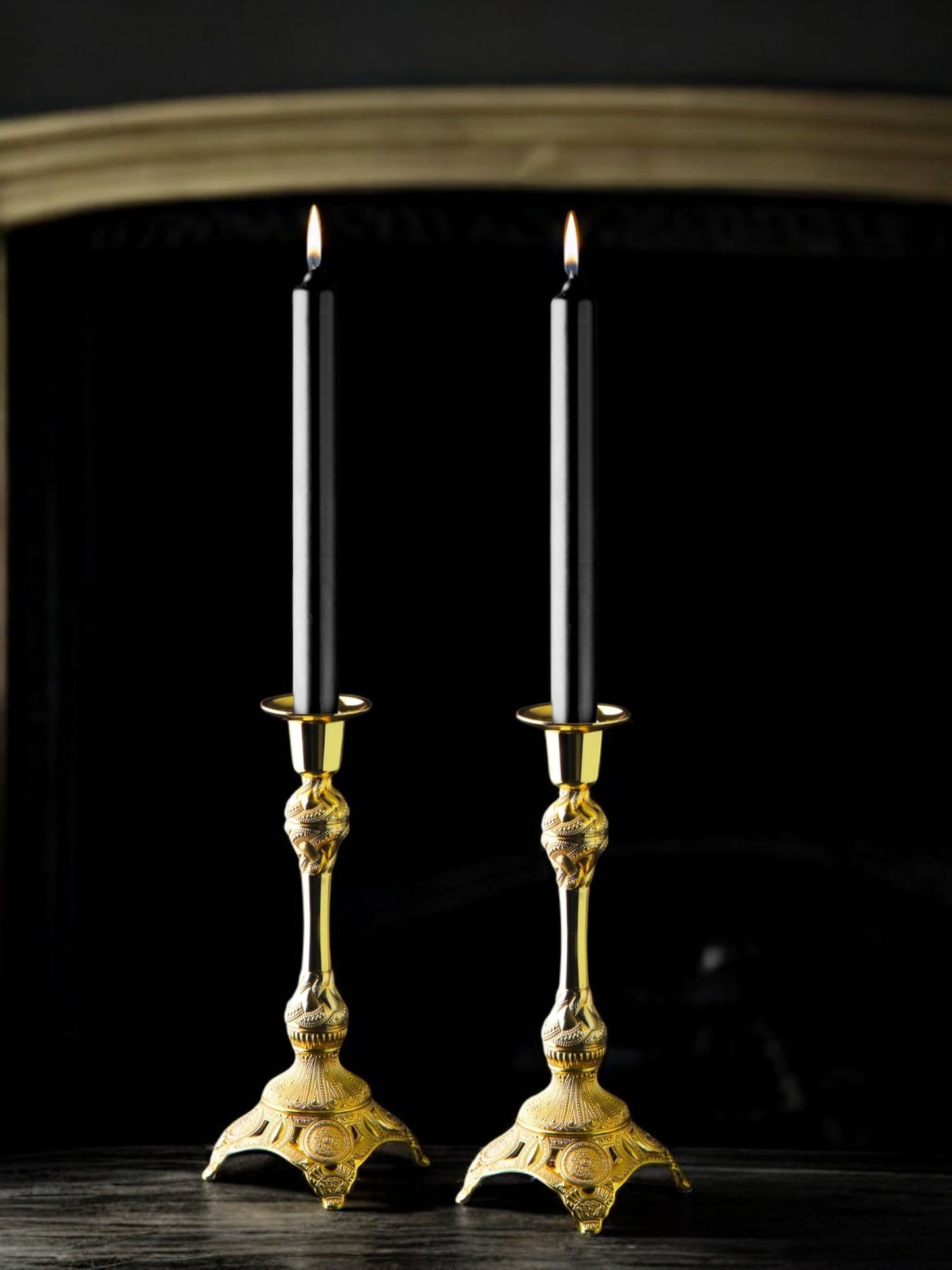 Alisveristime 2-Piece Candle Holder Set - Medium Size Decorative Zamac Candlesticks for Elegant Home Decor (Gold & Silver) (Gold)