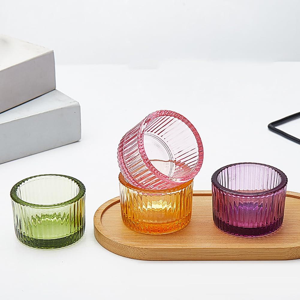 UUYYEO 2 Pcs Glass Tealight Candle Holder Clear Tea Light Candle Cups Votive Candles Holders Containers Floating Candles Holders Dining Table Candle Holder Wedding Table Centerpieces Green