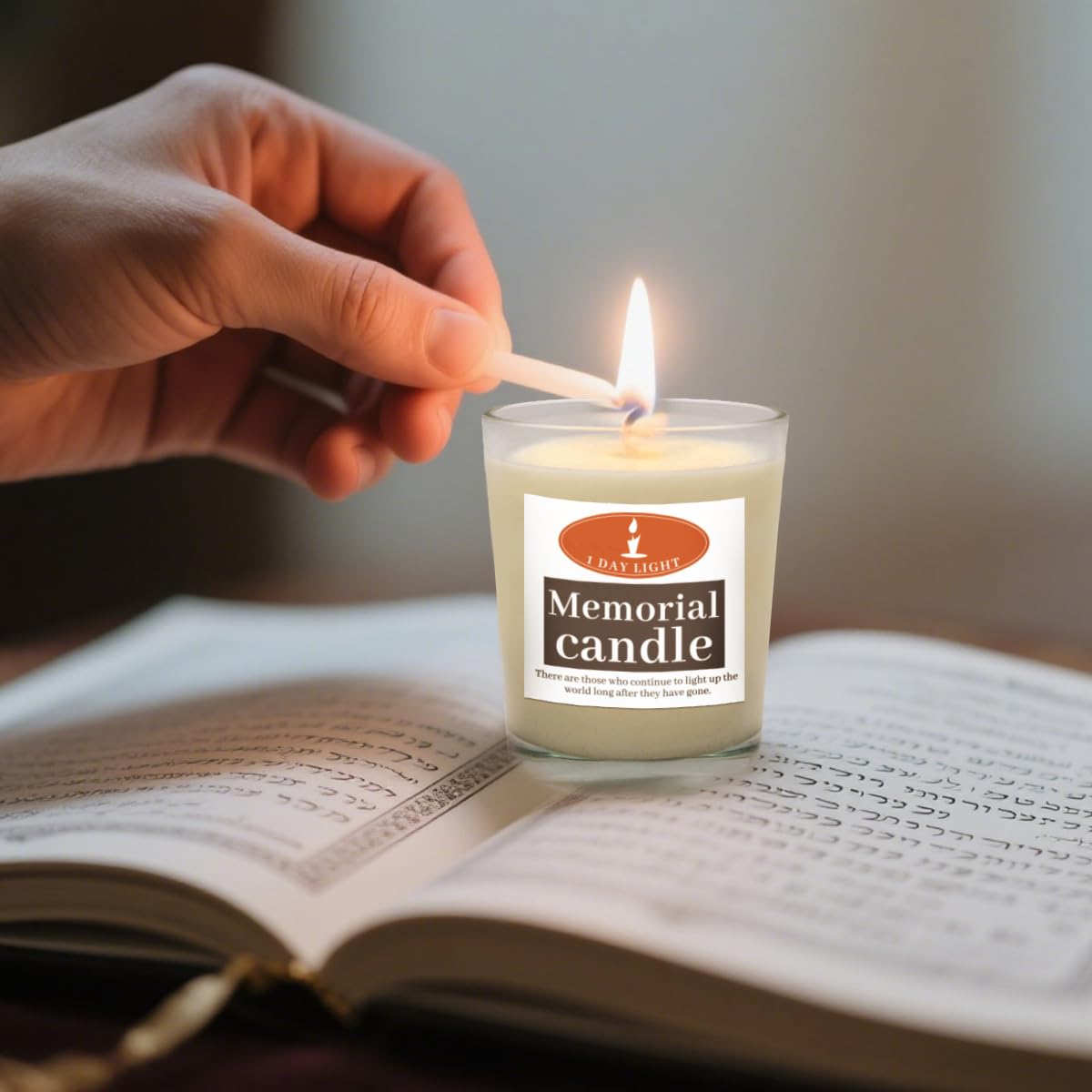 Set of 4 Unscented Votive Candles - 15H Burn Time Memorial Candle in White Glass Tumbler, Long-Lasting Clean-Burning Prayer Candle