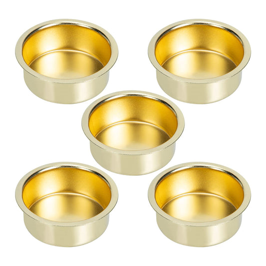 Uonlytech Wedding Table Decor 5pcs Tea Light Tins Cups, Golden Metal Tea Light Candle Holder Empty Scented Candle Cup DIY Candle Holders for Party Wedding Table Decoration Tapered Candlestick Holders