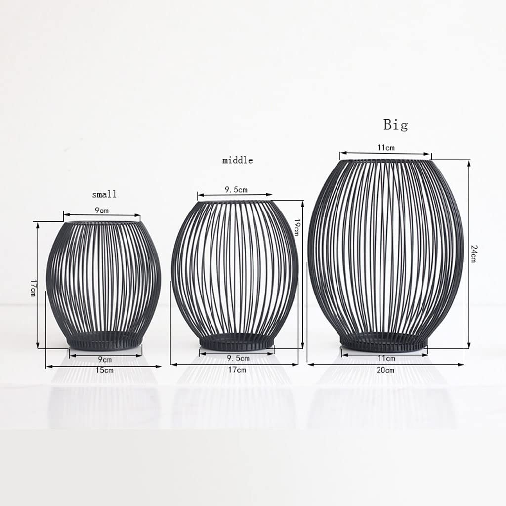 Candle Holder Hollow Iron Candle Holder Lantern Geometric Shapes Birdcage Shape Candlestick Table Home Decor Candlestick (Color : L(20x20x24CM))