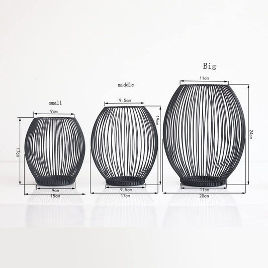 Candle Holder Hollow Iron Candle Holder Lantern Geometric Shapes Birdcage Shape Candlestick Table Home Decor Candlestick (Color : L(20x20x24CM))