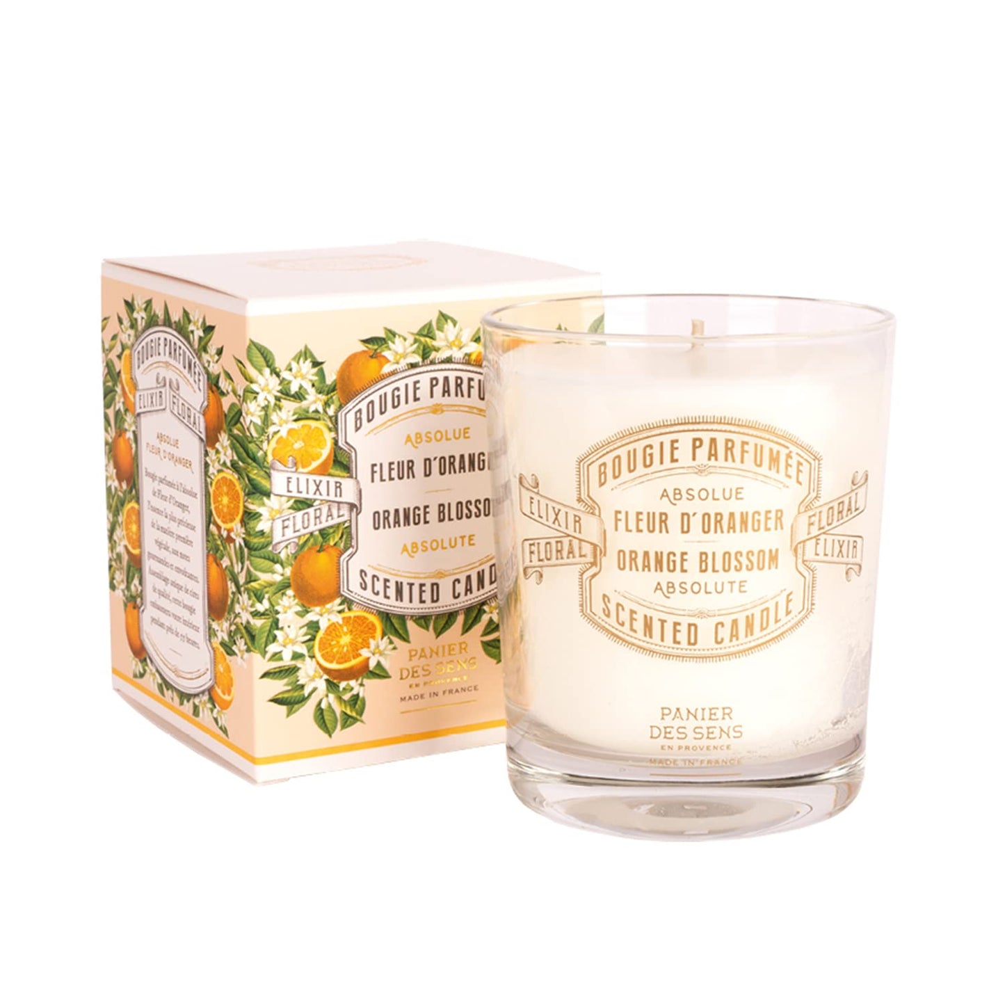 Panier des Sens Orange Blossom Candle - Hand-Poured in Provence, France - Long Lasting Scented Candles - up to 55 Hours Burn Time - Orange Scented Candle - 100% Natural Cotton Wick - 6.3 oz