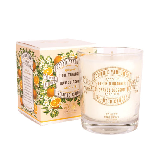 Panier des Sens Orange Blossom Candle - Hand-Poured in Provence, France - Long Lasting Scented Candles - up to 55 Hours Burn Time - Orange Scented Candle - 100% Natural Cotton Wick - 6.3 oz