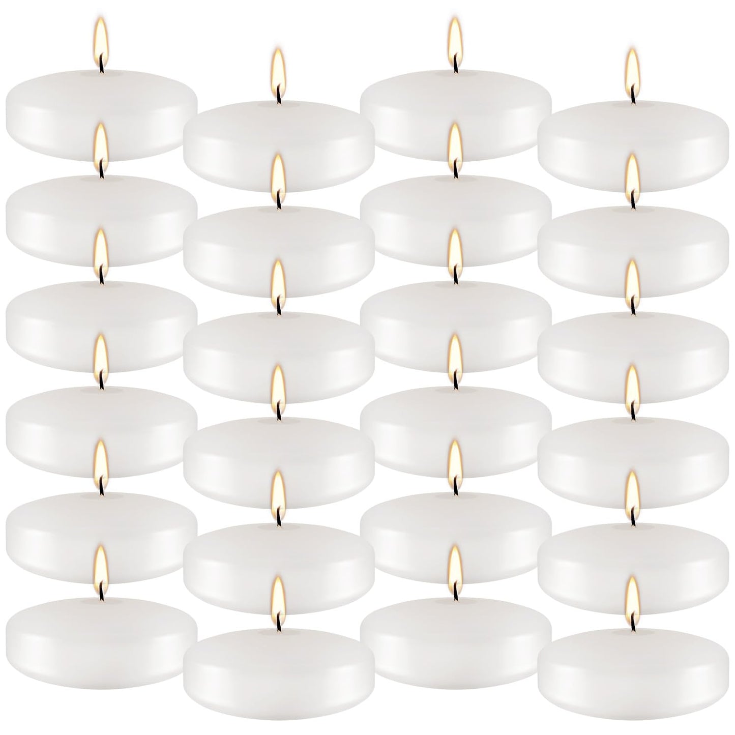 24Pack 3 Inch Unscented White Floating Candles,Long Lasting Burning-Ideal for Home Decor, Weddings, Parties, Pools, Cylindrical Vases, Restaurant and Holidays
