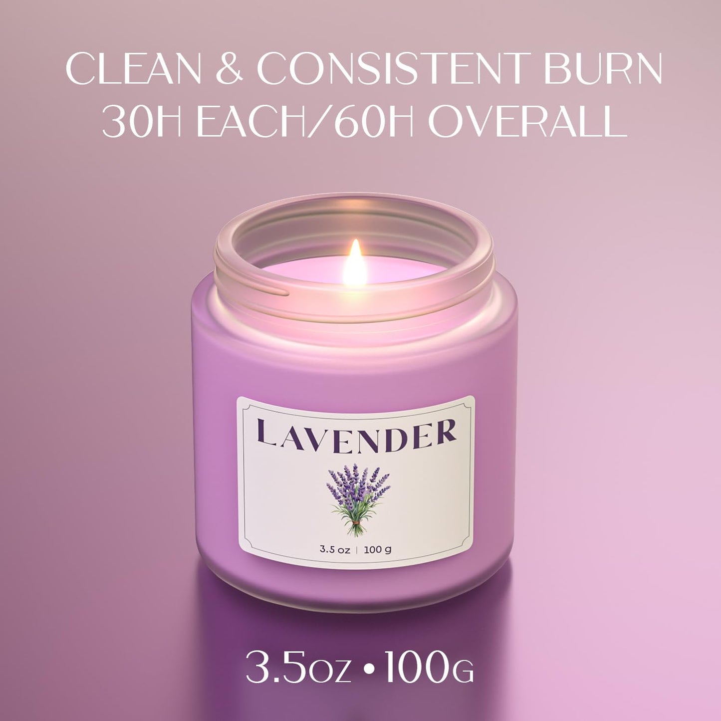 NORVENCE Lavender Candle, Scented Candles Gift Set, Stress Relief Candles for Home, Premium Soy Candle Set, Candles for Women and Men (Purple, 7 oz)