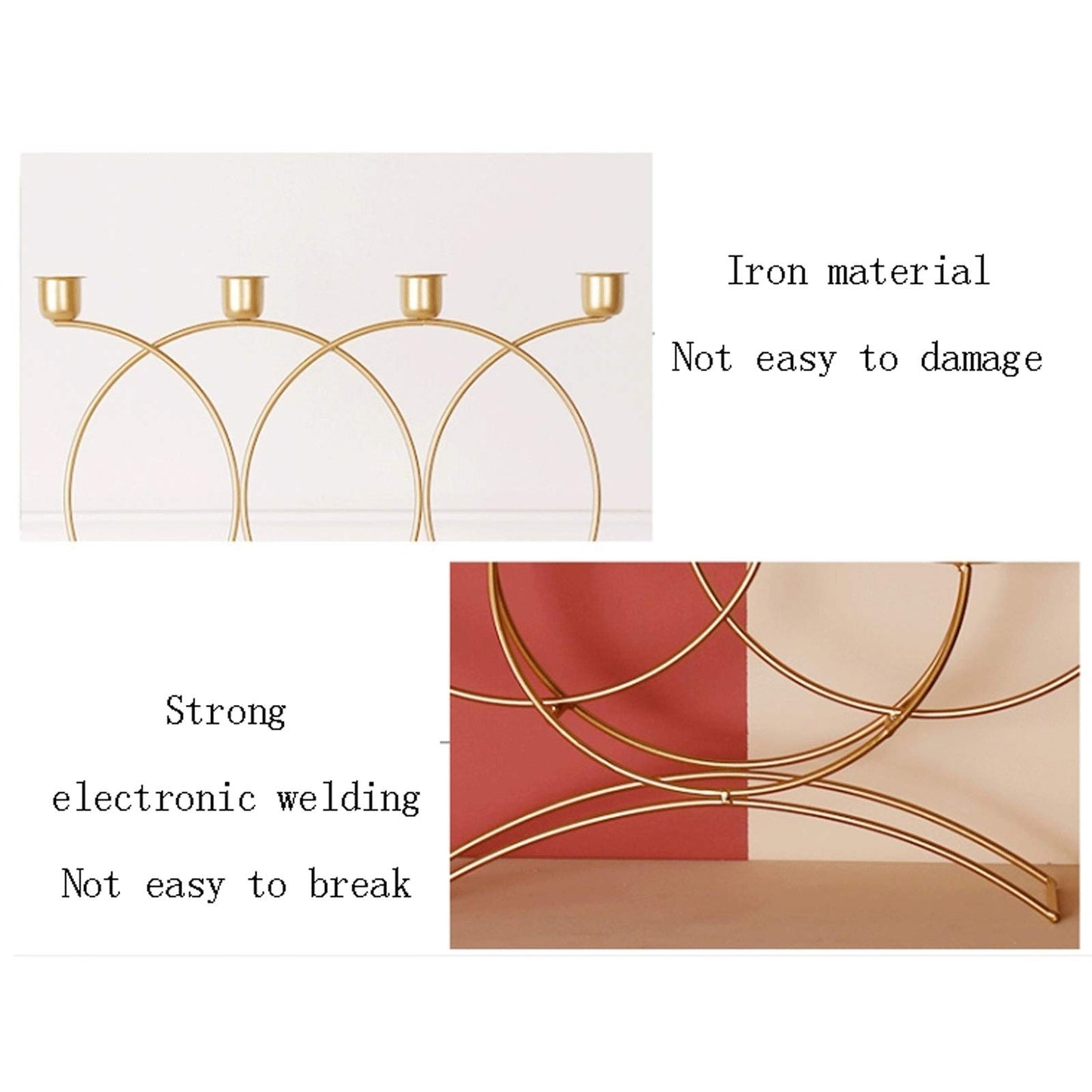 Candle Holderss Golden Taper Candle Holders Wrought Iron 4-Candles Fireplace Candelabra Candlestick Holder Centerpieces for Mantle Wedding Party Dinner Table Decoratin Decorative Candlestick