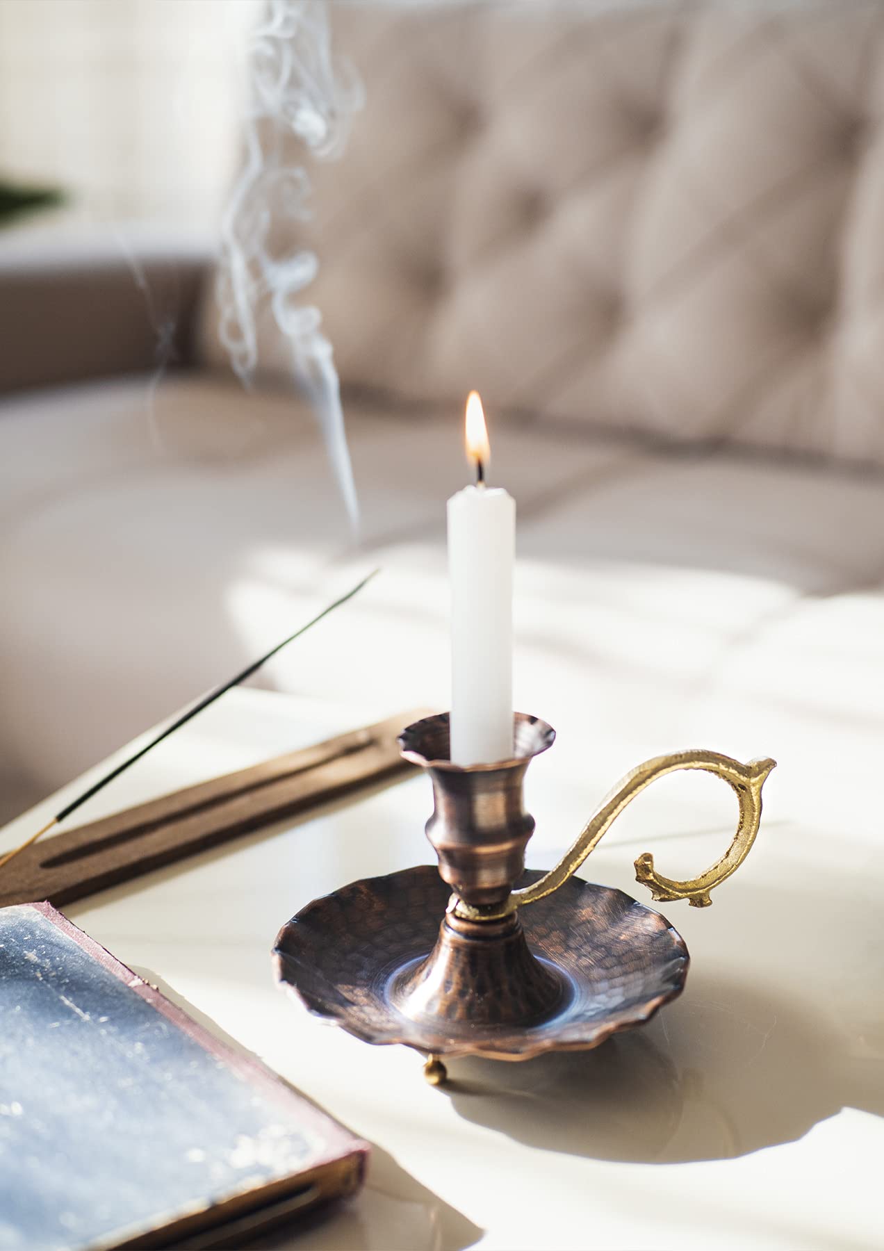 Copper Candle Holder, Candlestick Holder (Oxidised Copper)