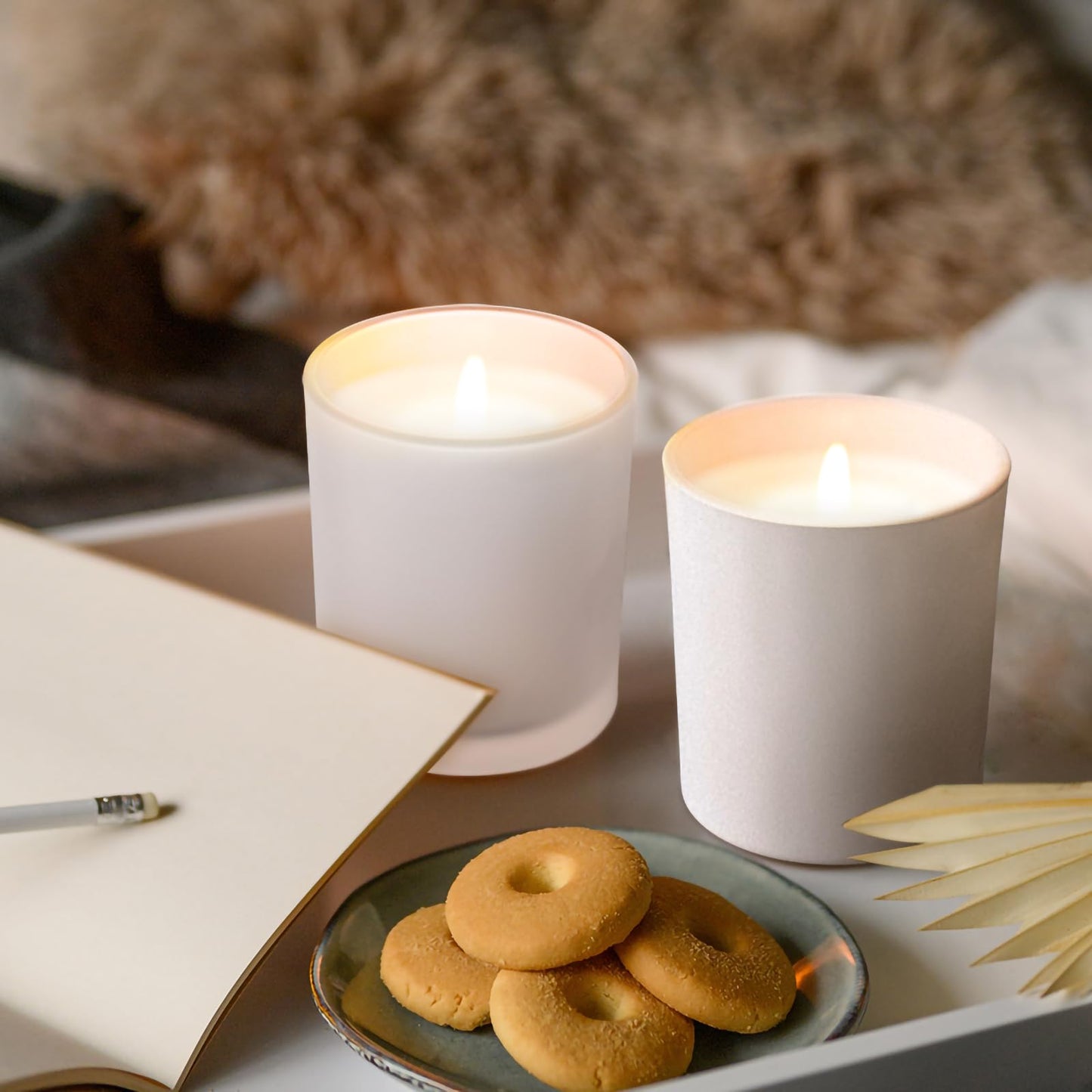 SHOWIN Thick Candle Jars for Making Candles 20 Pcs, 7 OZ Empty Jars with Wood Lids for Candle Making, Sample Container, Matte White