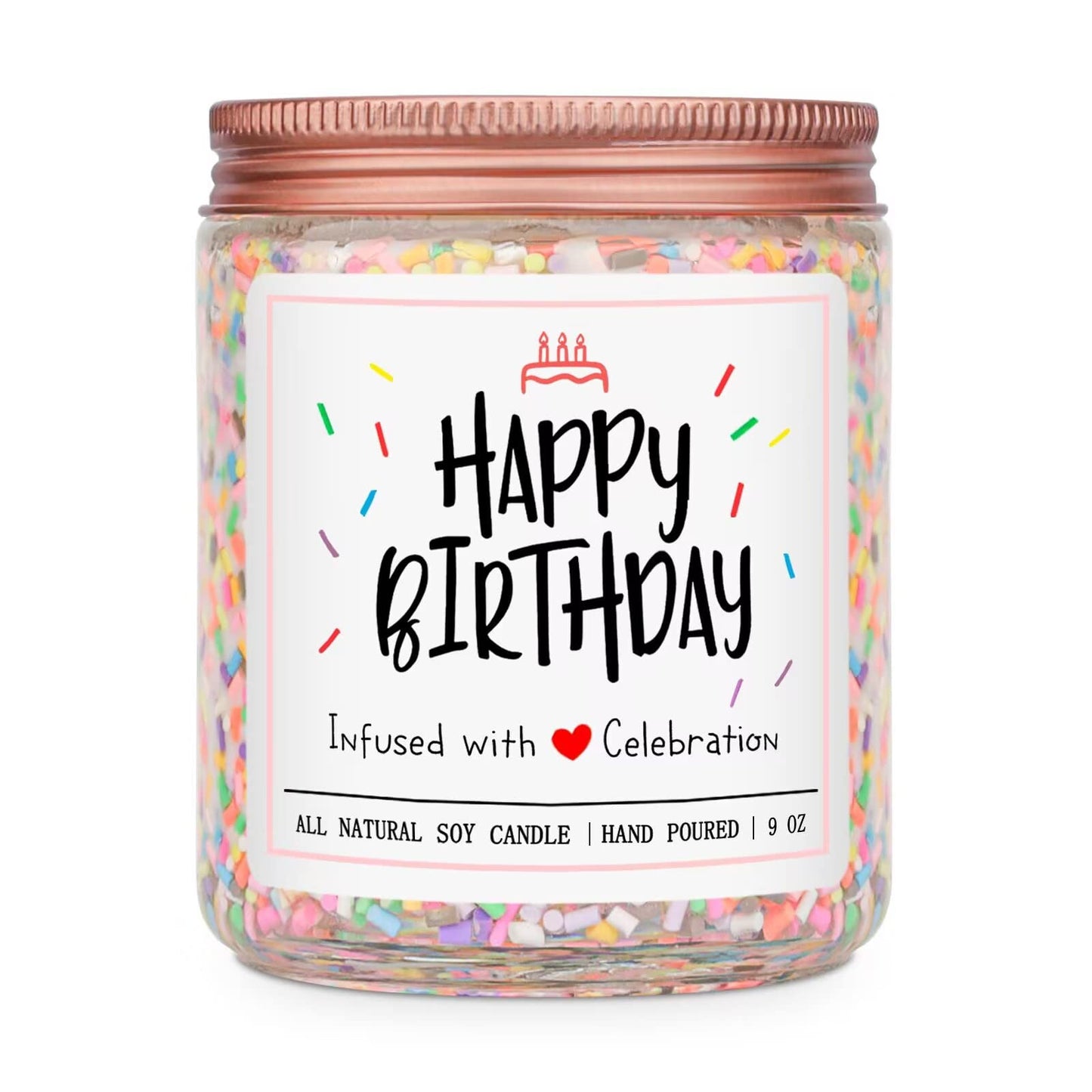 Homsolver Happy Birthday Gifts for Women Unique, Vanilla Cream Scent with Sprinkles Candy Birthday Candles for Her, Handmade Aromatherapy Candle Decor