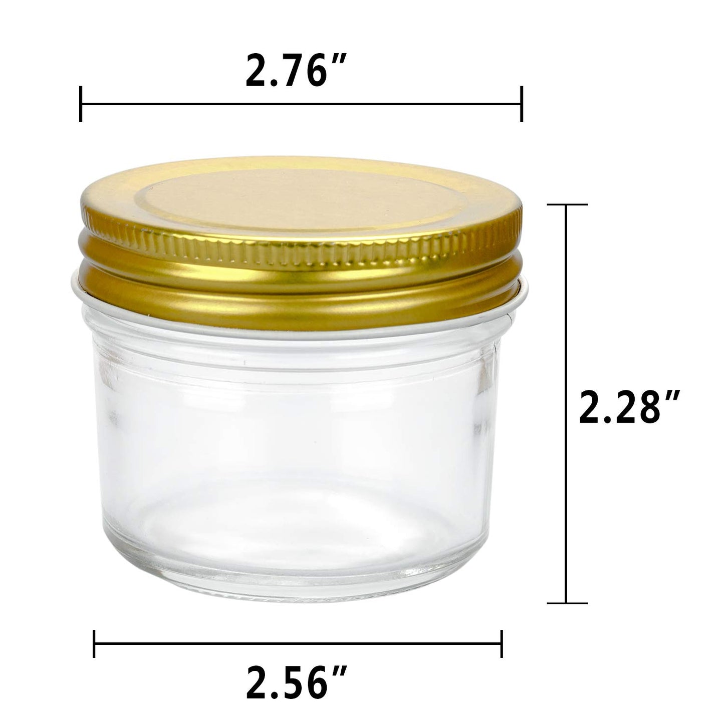 Encheng 4 oz Clear Glass Jars With Lids(Golden),Small Spice Jar For Herb,Jelly,Jams,Wide Mouth Manson Jars Canning Jar For Kitchen Storage 40 Pack