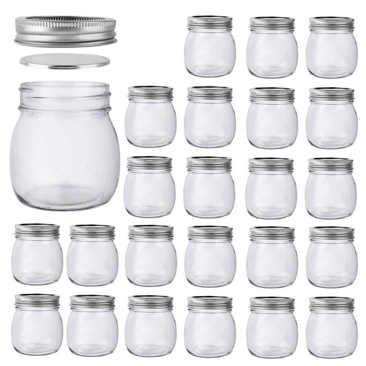 10 oz Mason Jars, 24 Pack 300ml Glass Canning Jars with Regular Mouth Lids, Glass Jars Storage Containers for Overnight Oats, Jam, Jelly, Honey, Beans, Spice, Wedding Party Favors, Shower Favors