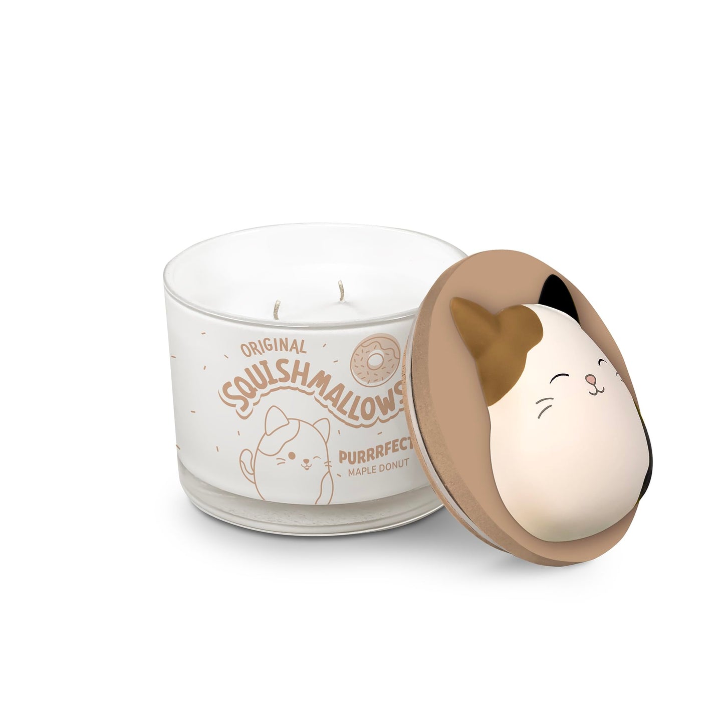 Studio Oh! x Squishmallows Scented Candle, Cam Purrrfect Maple Donut Maple, Cinnamon, Nutmeg & Vanilla, 12 oz, 38 Hour Burn, Reusable Jar, Scented Candles for Home, Relaxing Calming Candle