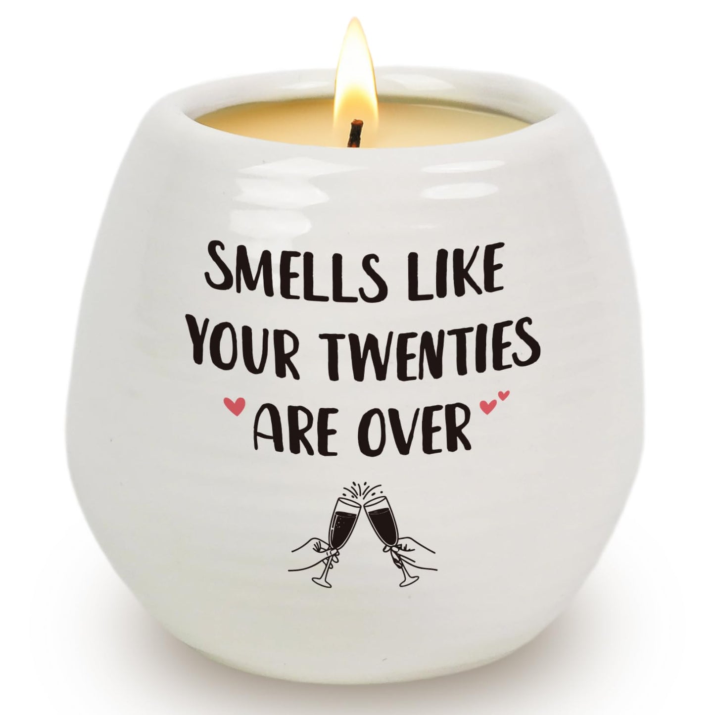 30th Birthday Gifts - Scented Candle in White Ceramic Jar with Smells Like Your Twenties are Over - Soy Wax, Happy 30th Birthday Friend Gift Idea