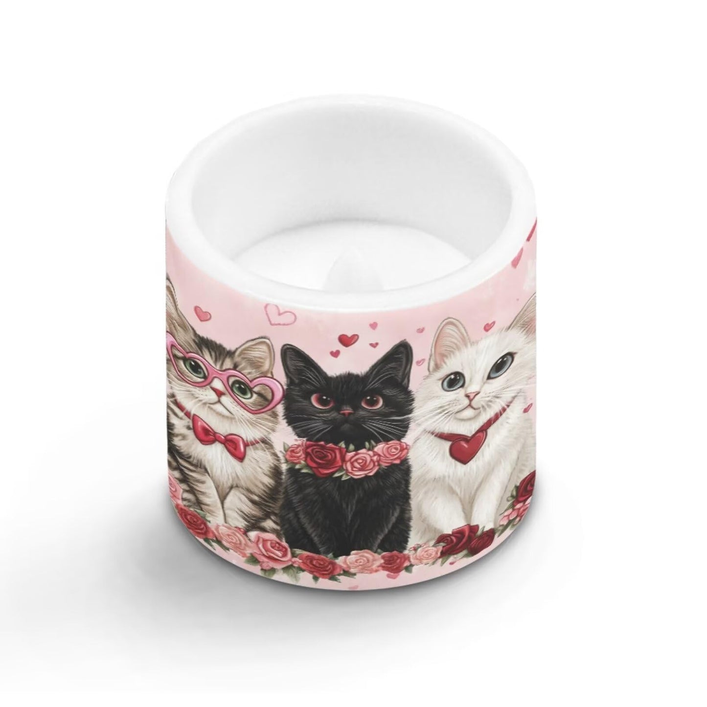 Merkmak 4Pcs LED Candles Bulk Flickering Flameless Candles with Remote and Timer Floral Cat Battery Operated Pillar Tea Lights for Valentines Day Banquet Wedding Home Decorations