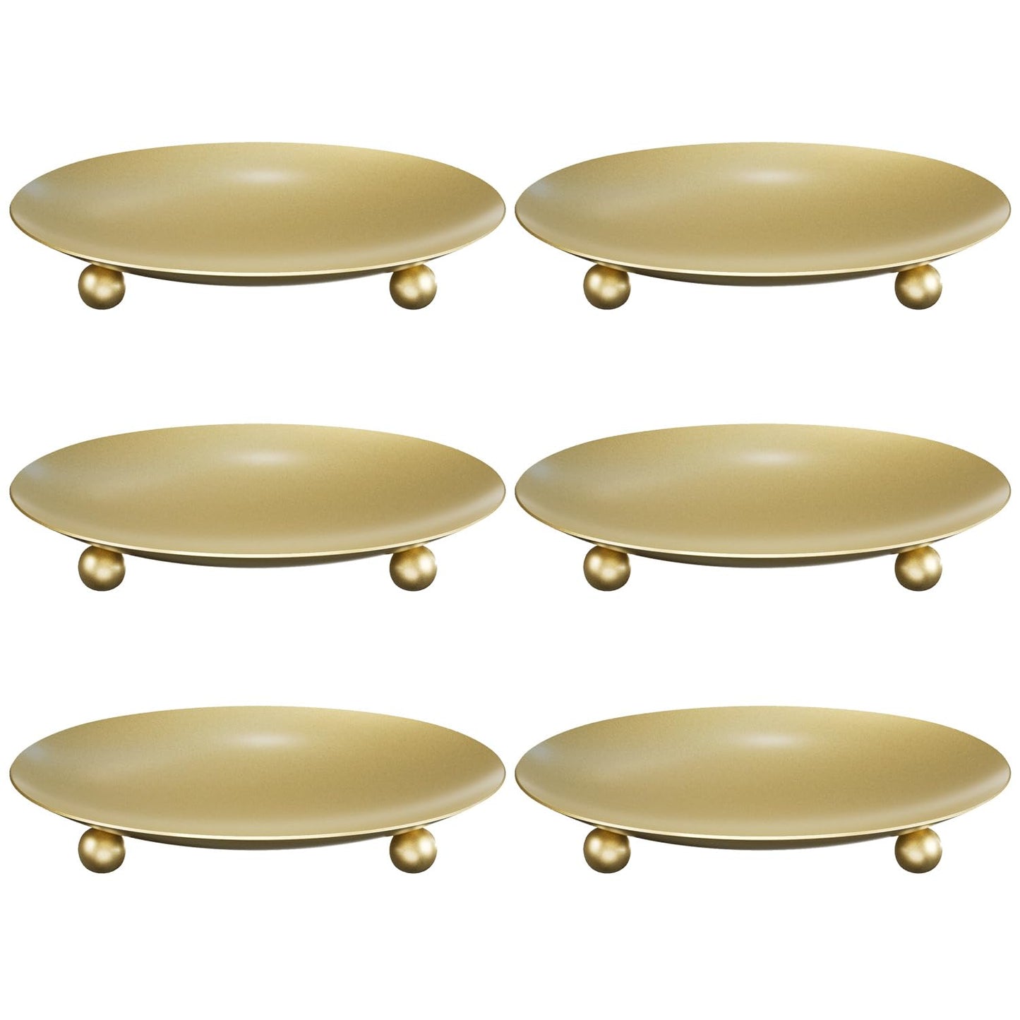 Apsvwys Gold Candle Holders for Pillar Candles, Set of 6 Premium Metal Candle Plates Candle Stand for LED or Wax Candles, Decorative Pillar Candle Holder Dish for Table Centerpiece