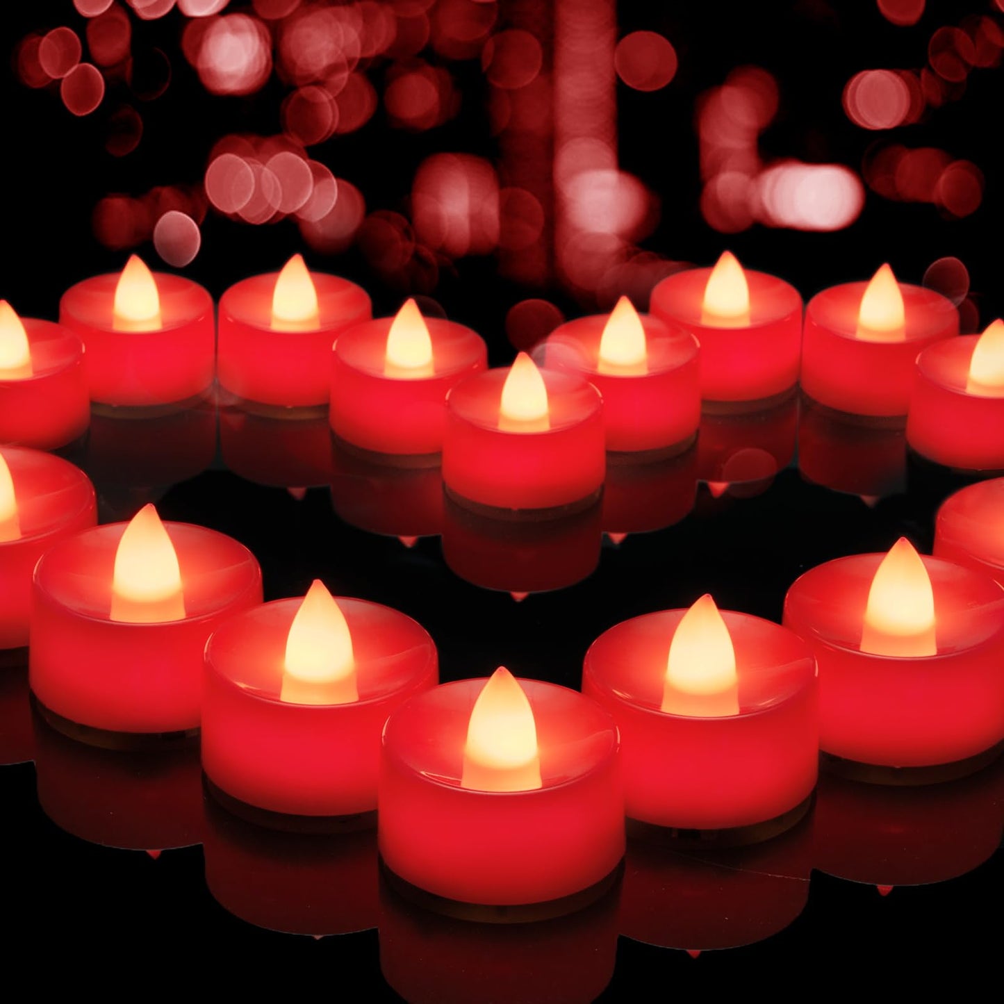 BEICHI Flameless Candles, Battery Operated LED Tealights Votive Flickering for Party Halloween, Christmas, Wedding- 24Pack, Red Light