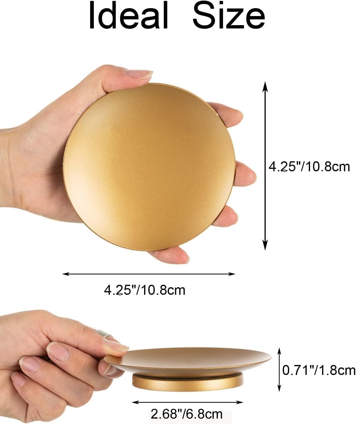 Inweder Pillar Plate Candle Holder: Gold Candle Plates and Trays for Pillar Candles Iron Pedestal Stand Decorative for Led & Tealight Home Weddings Table Party Decor Set of 3