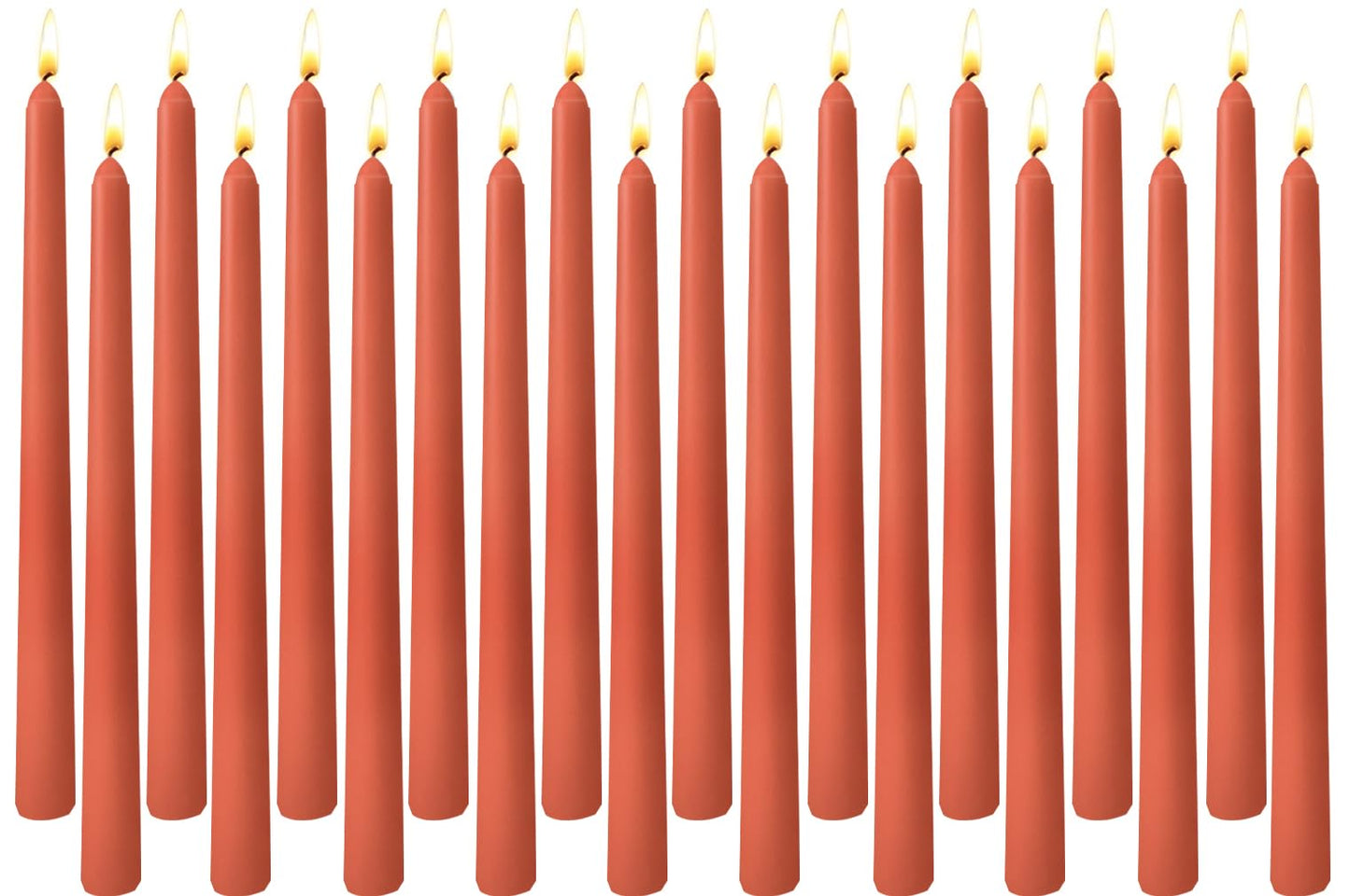 20-Pack Burnt Orange Taper Candles Unscented, 10 Inch Tall Dinner Table Candlesticks for Halloween Fall Wedding Centerpieces, Bulk Tapered Candles Smokeless Dripless, Decorative Candle for Home Decor