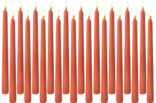 20-Pack Burnt Orange Taper Candles Unscented, 10 Inch Tall Dinner Table Candlesticks for Halloween Fall Wedding Centerpieces, Bulk Tapered Candles Smokeless Dripless, Decorative Candle for Home Decor