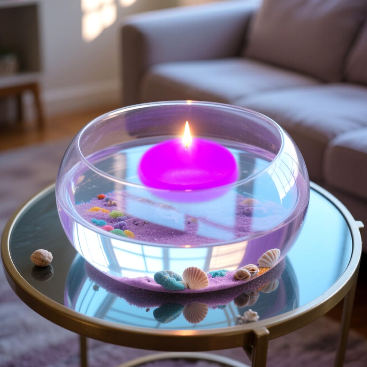 24 Packs 2 Inch Purple Colored Floating Candles, Small Unscented Dripless Pool Water Wax Candles for Cylinder Vase, Table Centerpiece at Wedding, Party, Pool, Holiday - 6 Hour Burn Time