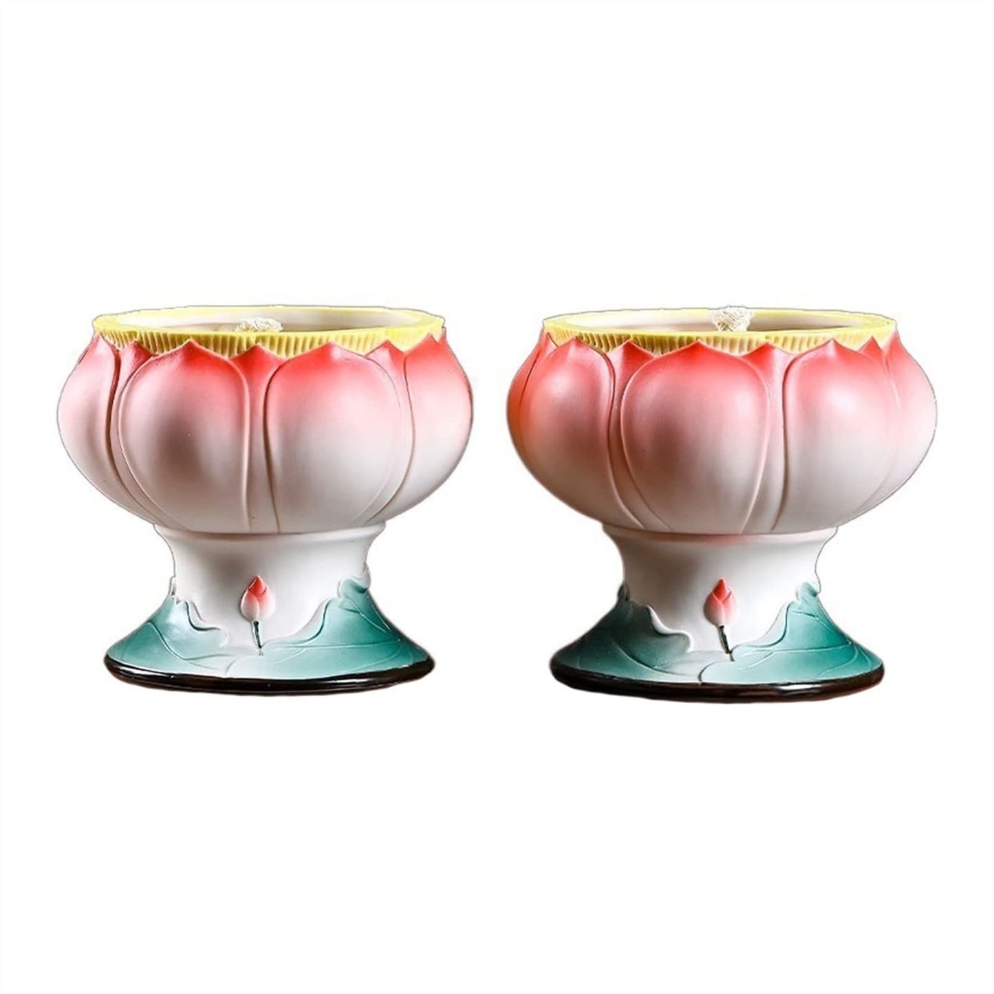WAOCEO Candlestick Holders Candle Holder Oil Lamp Ceramic Candlestick Elegant Lotus Shaped Candle Holder Home Decoration Table Center Decoration Candle Holders (Size : B)