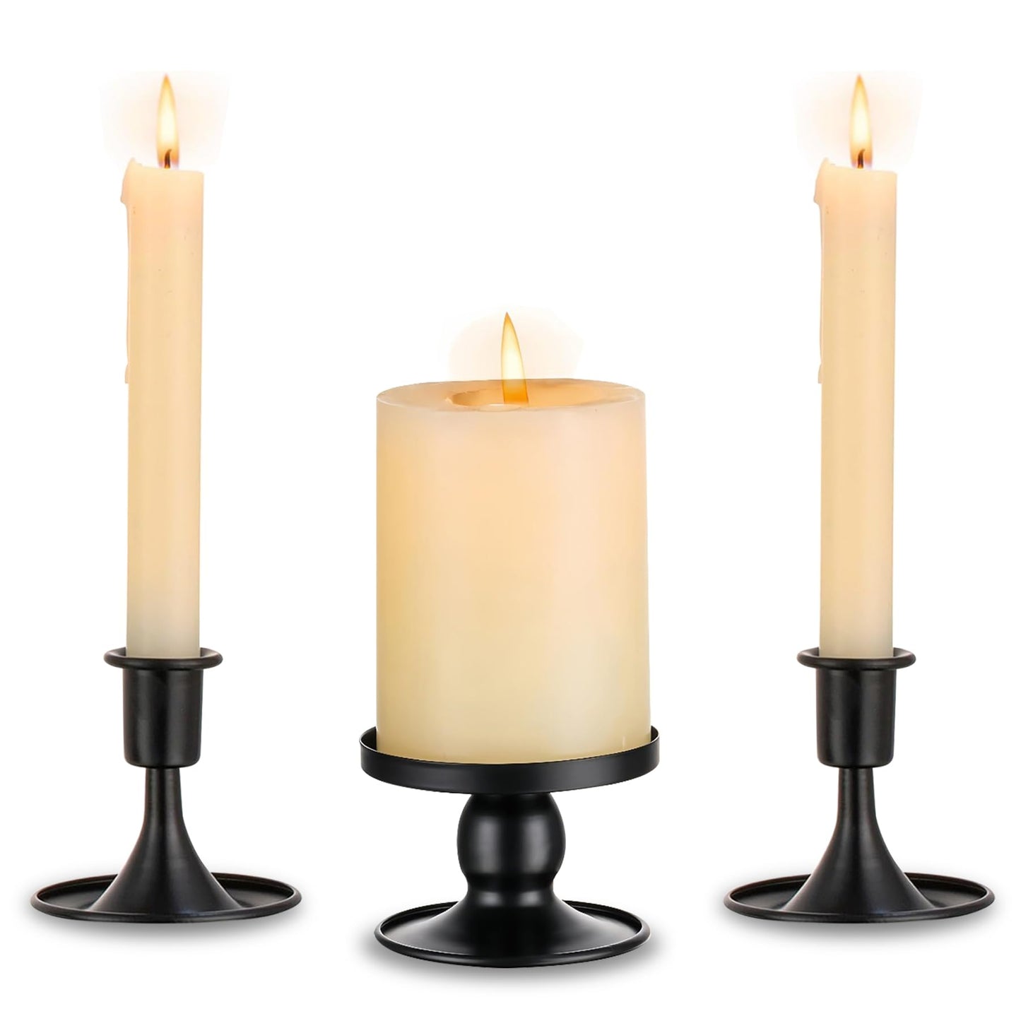 Unity Candle Holder - Black Unity Candle Holders for Weddings, Metal Black Unity Candlestick Holder Set of 3, Decorative Unity Candle Stand for Wedding Ceremony Table Centerpiece Decoration Gift