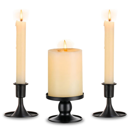 Unity Candle Holder - Black Unity Candle Holders for Weddings, Metal Black Unity Candlestick Holder Set of 3, Decorative Unity Candle Stand for Wedding Ceremony Table Centerpiece Decoration Gift