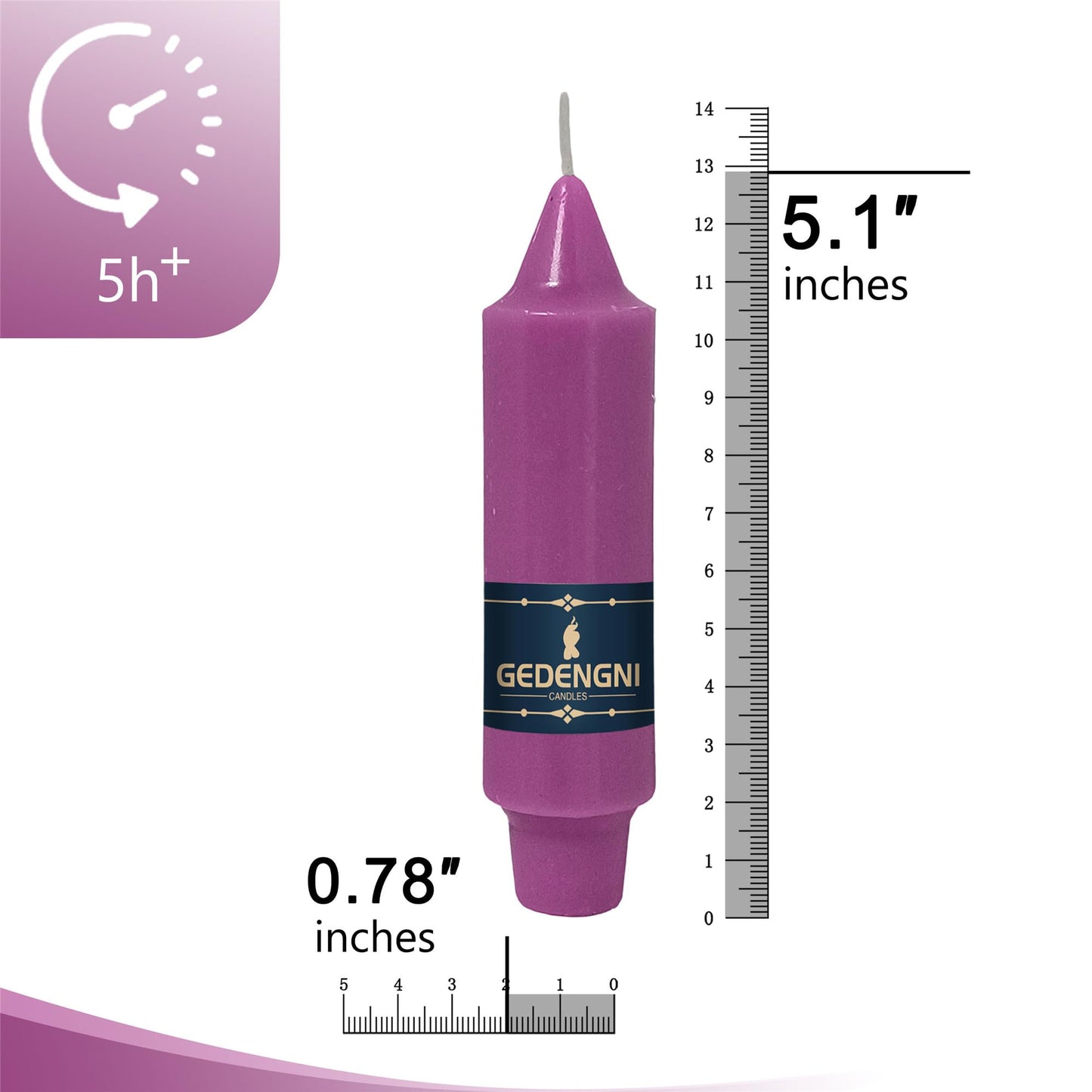 Gedengni Pink Candlesticks Short Taper Candle,5inches Purple Candle Sticks Dripless Tapered Candles for Home Decor Weddings Festive Party Holiday,7D-3PUR1PIN