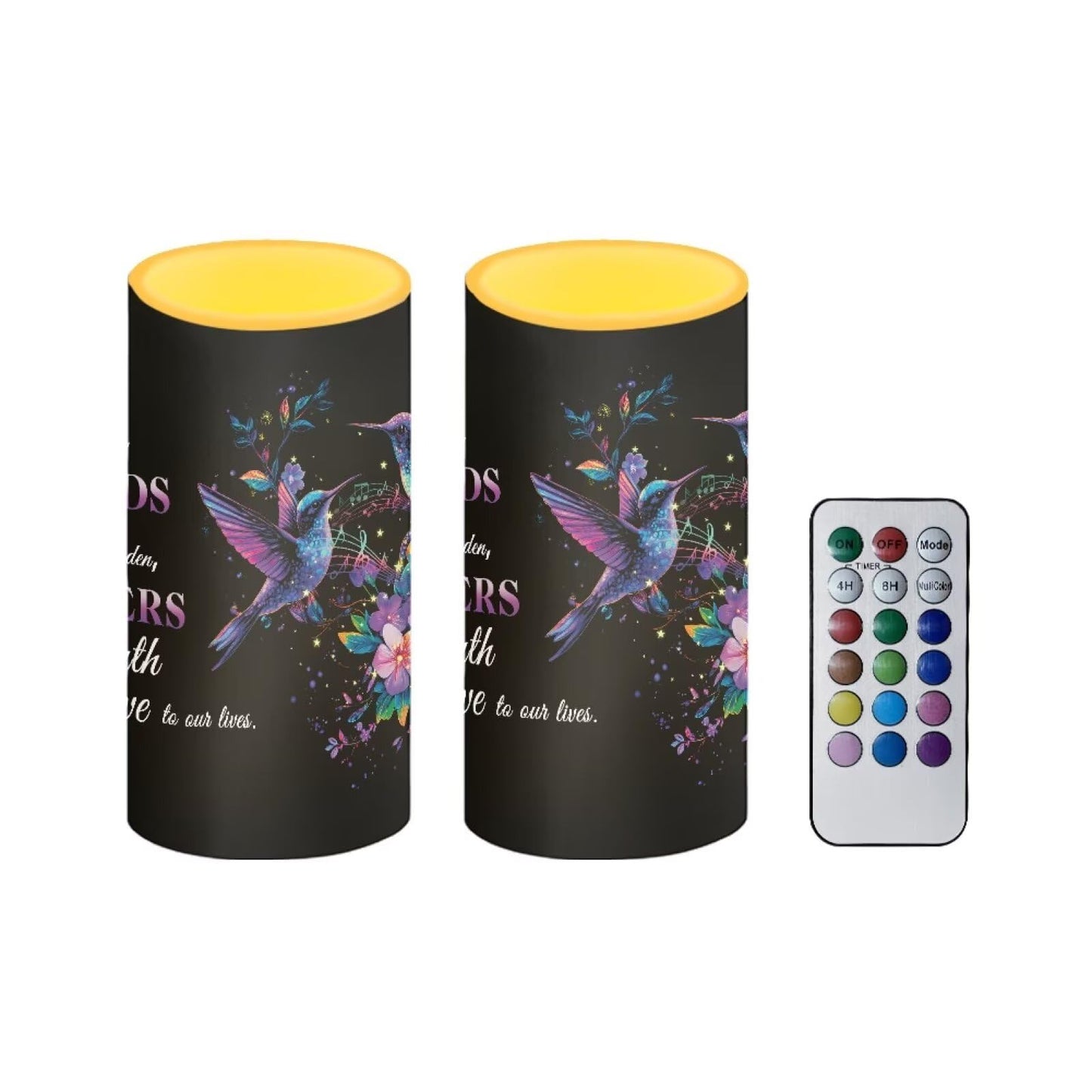 Luarisgur Mothers Day Gifts Flameless Candles with Remote Hummingbirds Floral Note LED Candles Battery Operated Electric Candles Flickering Warm Light for Home Bedroom Living Room Decorations