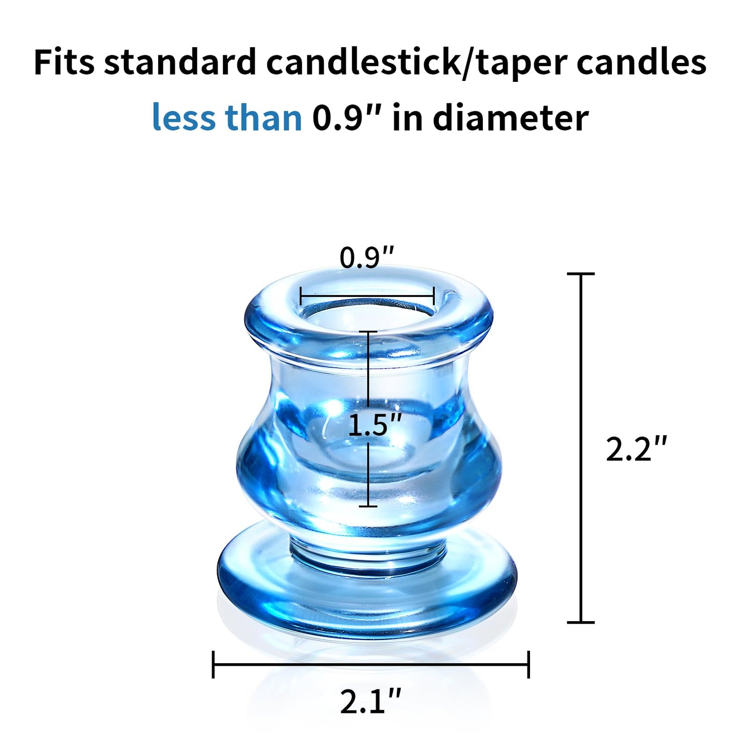 NITIME 12pcs Blue Candlestick Holders, Blue Glass Candle Holders for Pillar Candles, Taper Candle and Tealight Candles, Taper Candle Holders for Wedding, Table Centerpiece