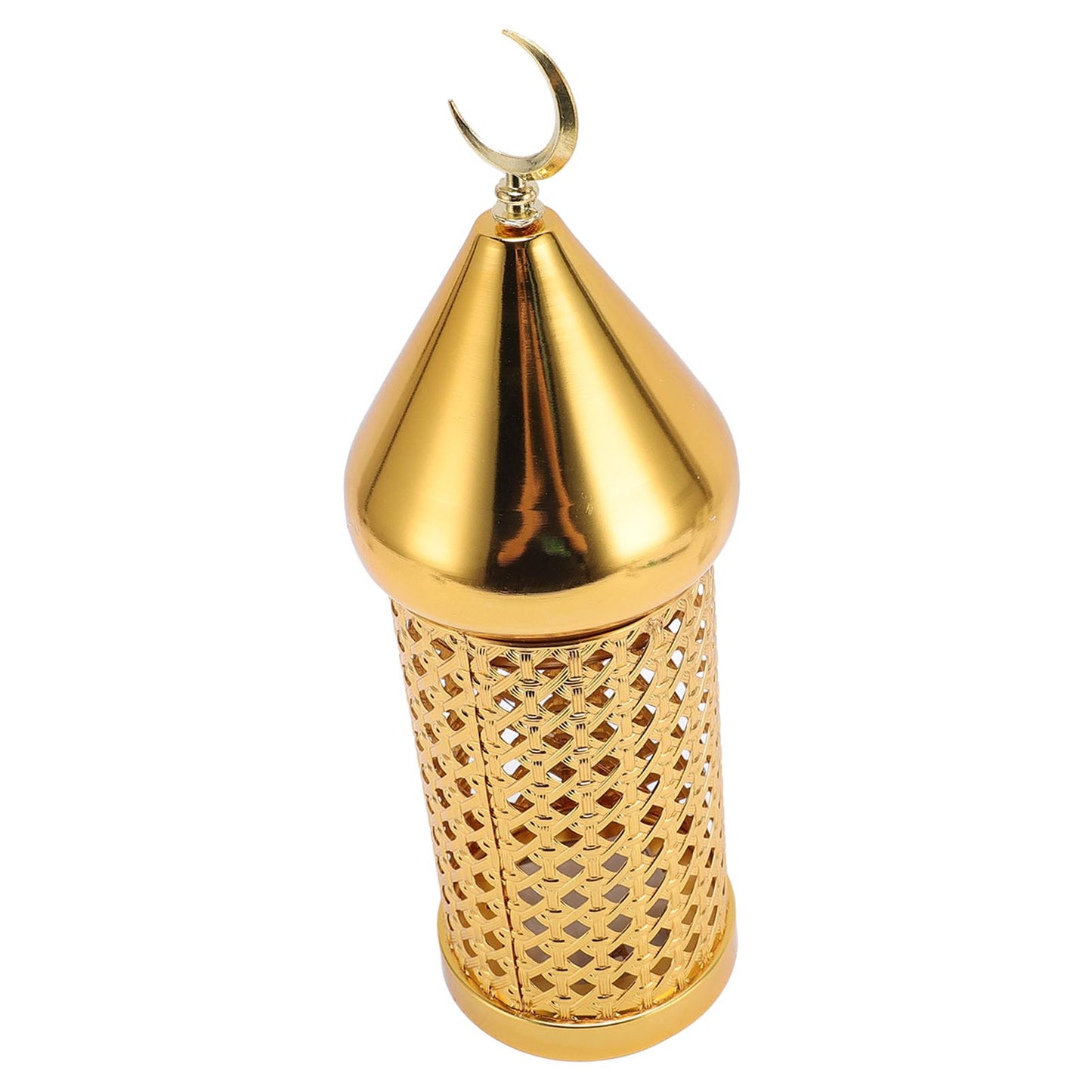 Omquot Retro Handmade Golden Metal Wind Lamp Lantern for Wedding Party Decorations, Aromatic Candle Holder for Romantic Ambience, Iron Material (M)