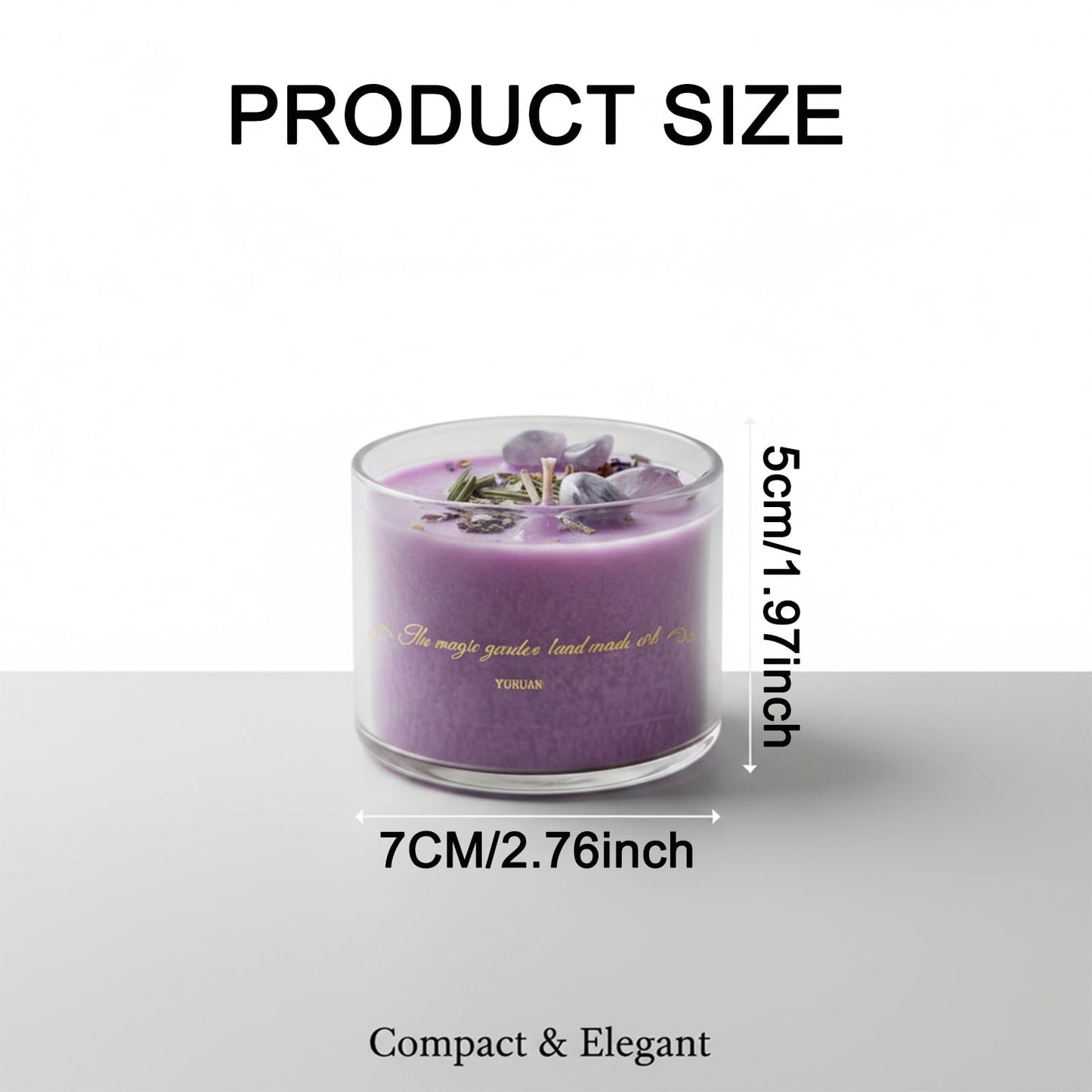 Coytlykne 4oz Crystal Candle with Dried Flower, 2.76x1.97 Inches Herbal Scent Jar Candles, Home Decoration & Heartfelt Present for Women Men (Purple)