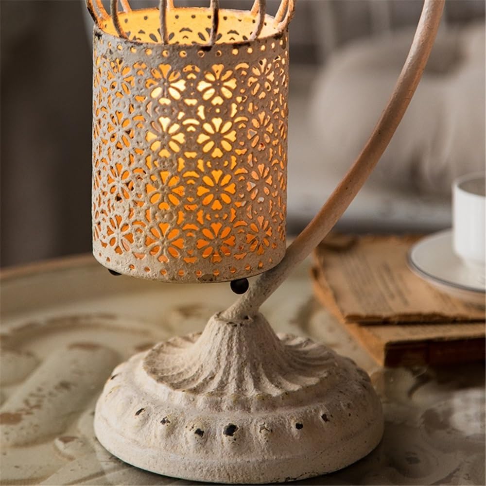 cfycfy987 Candelabra Retro Old Birdcage Wrought Iron Candlestick Decorative Candle Stand for Table Wedding Dinning Party Candle Sticks Holder(White)
