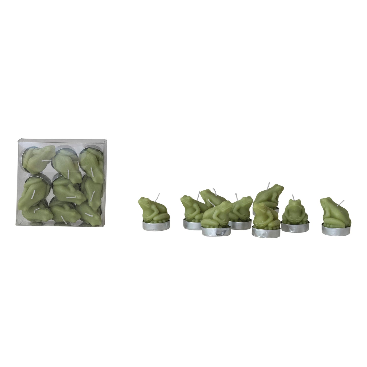 Creative Co-Op Frog Shaped Unscented Tealights, Light Green, Set of 9