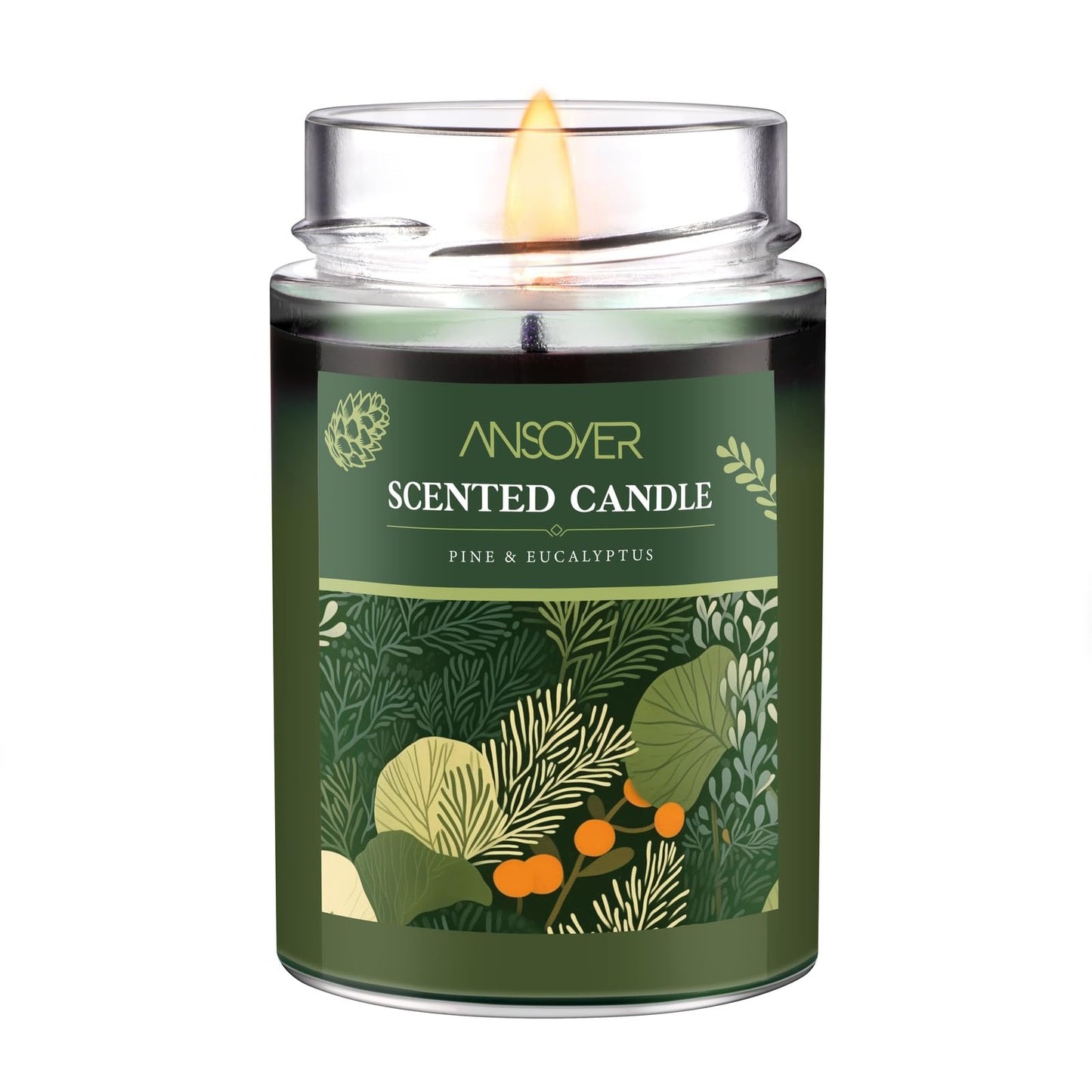 Scented Soy Candle, Aromatherapy Jar Candles for Home Scented, Long Lasting with 70 Hour Burn Time 11oz, Gifts, Soy Candles Scents of (Pine & Eucalyptus)