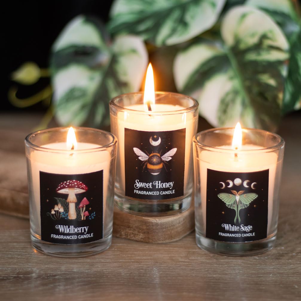 Mystical Woods Votive Candle Set: Enchanting Fragrances | Moonlit Forest Illustrations | Premium Quality Wax | Versatile Decor & Relaxation