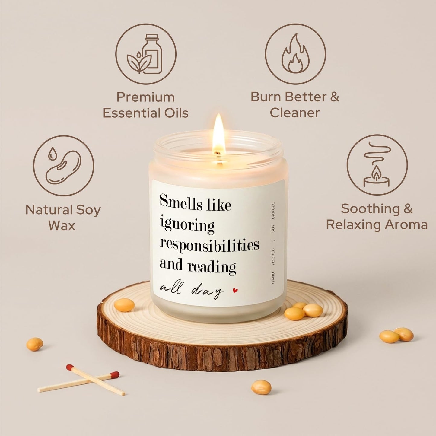 Book Lover Gifts for Women Men Readers - Bookish Gifts for Reading All Day - Book Accessories for Reading Lovers - Scented Candles for Bookish(7OZ)