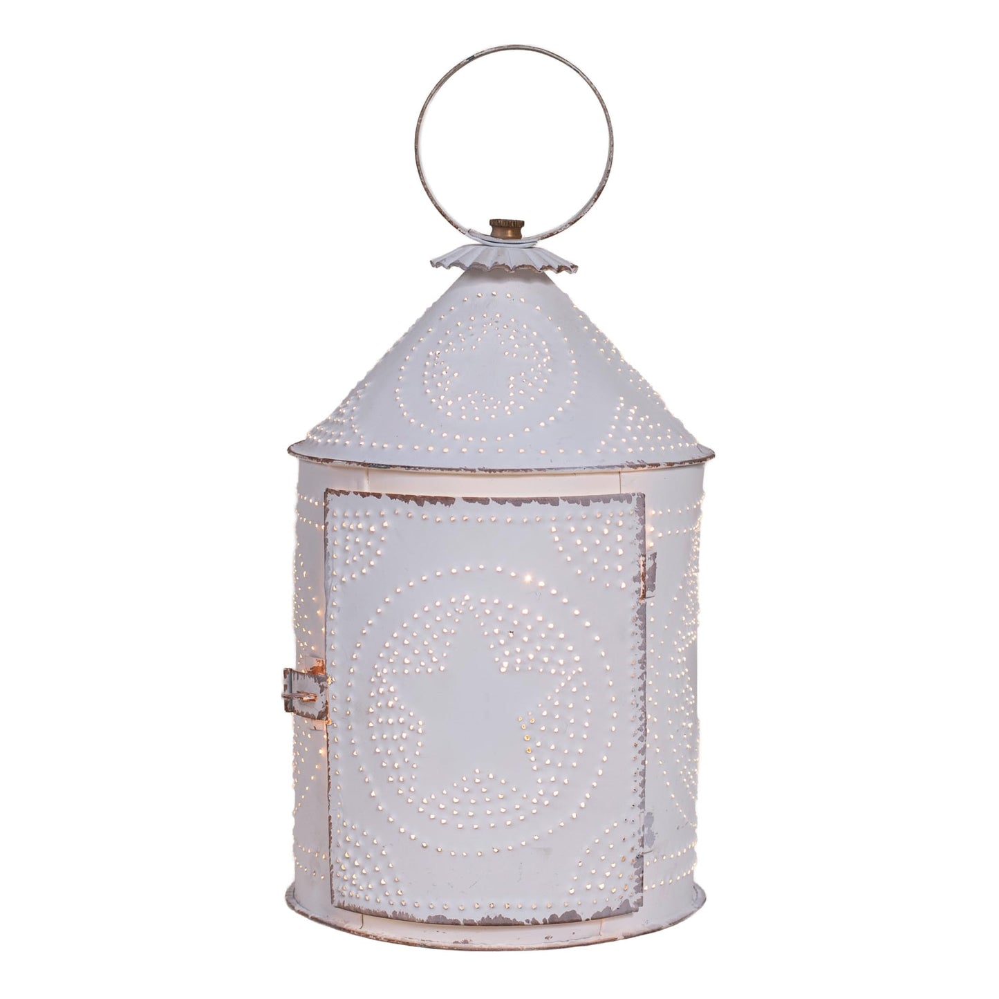 Irvin's Tinware Americana Lantern in Rustic White, Rustic Country Home Decor