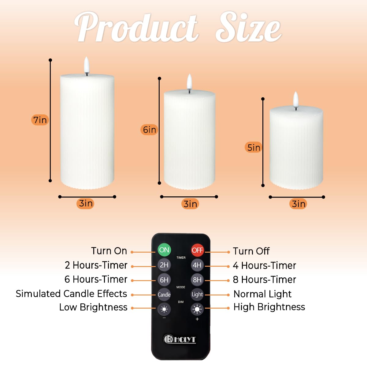 LEDHOLYT Rechargeable Flameless LED Pillar Candles–Luminous Real Wax Indoor Home Decor–Set of 3, Realistic Flickering LED Flame,Remote & Timer, USB-Rechargeable（White）