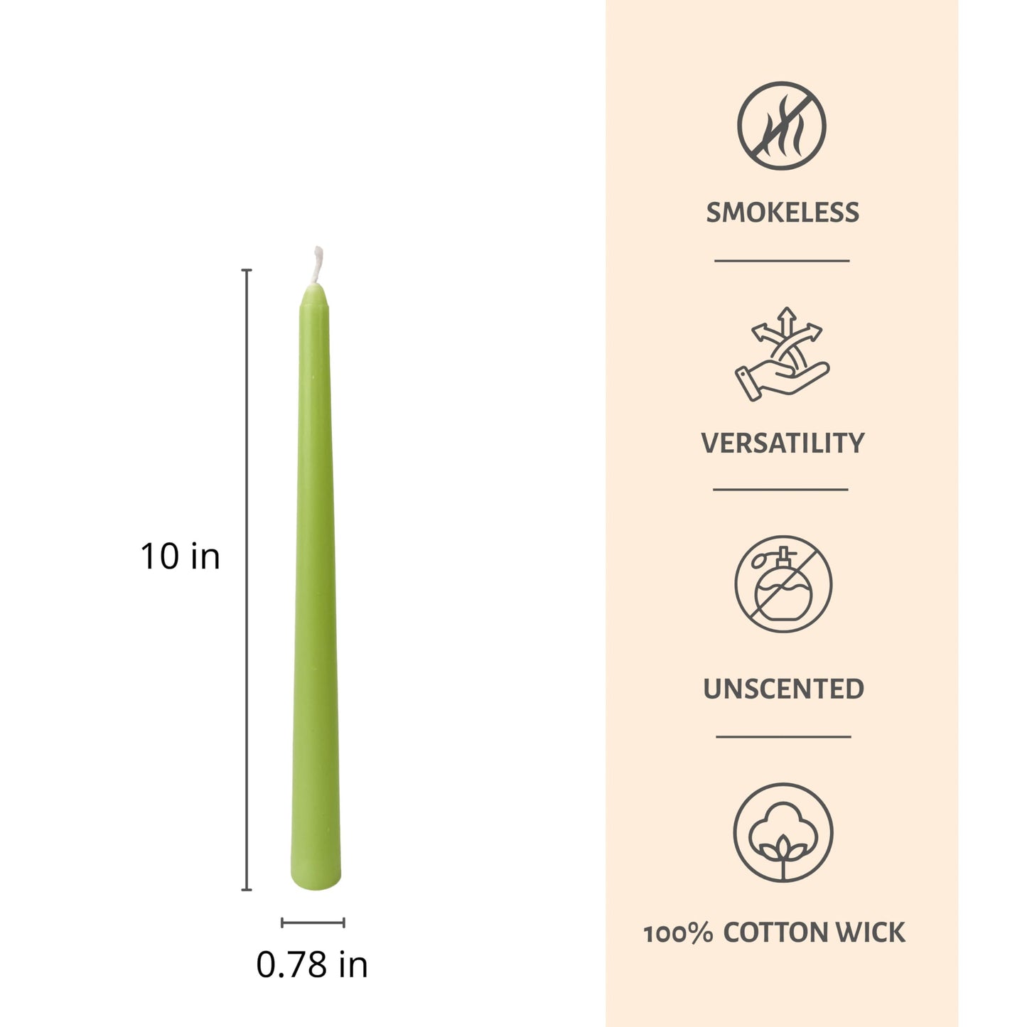 Taper Candles 10 Inch 12 Pack Light Green – CW Studio Unscented Dripless Smokeless Candlesticks, 7-8 Hour Clean Burn – Elegant Dinner Table Centerpiece for Wedding, Holiday Decor & Romantic Dinners