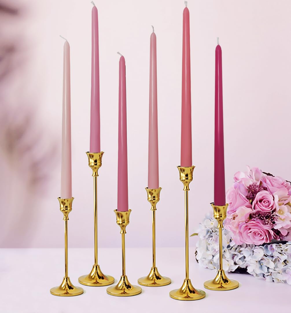 12 Inch Taper Candles 6 Pcs Unscented, Smokeless, Dripless Long Tapered Candlesticks Candles for Christmas Birthday Dinner Wedding Party Home Decor