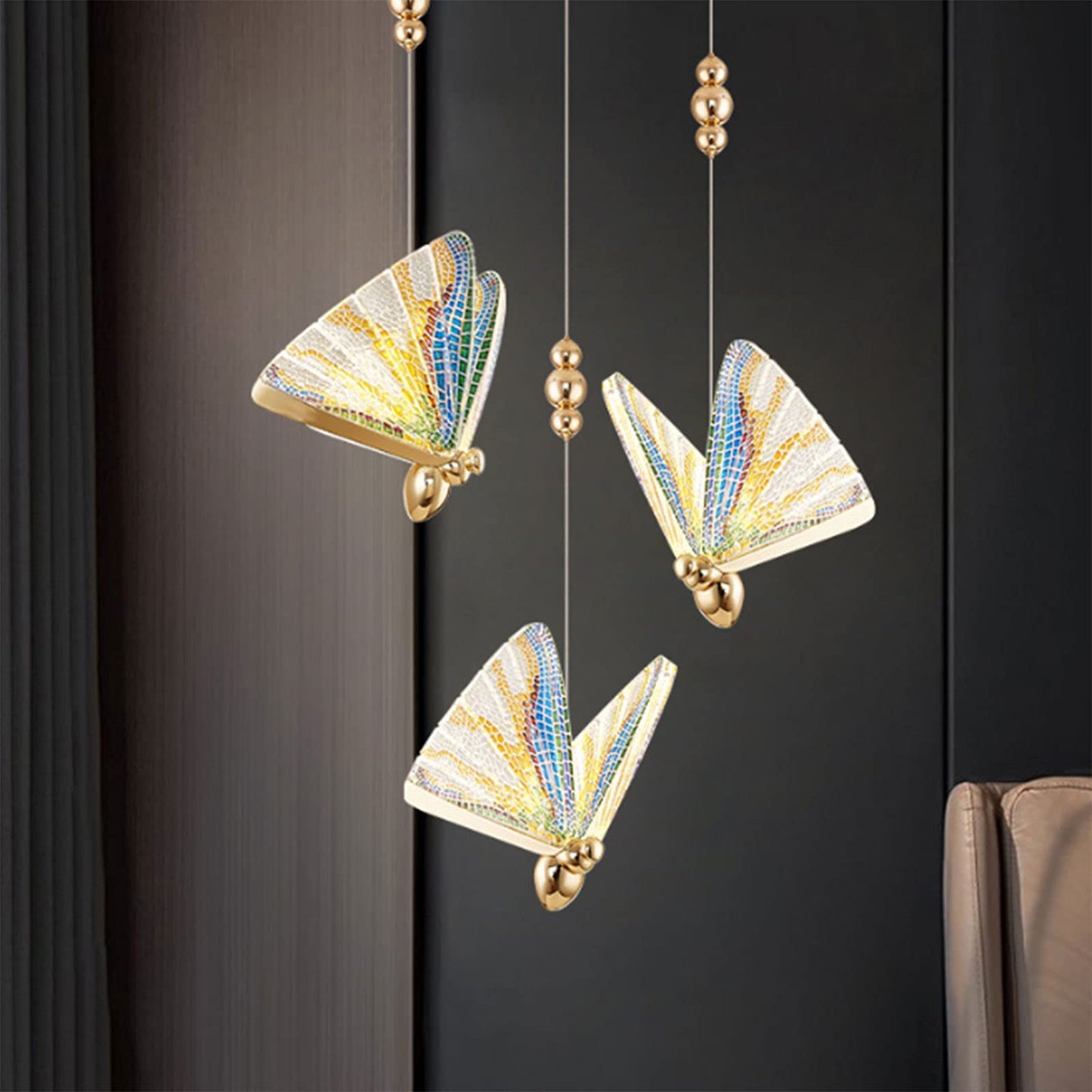 Chandelier, Chandelier Ceiling Lamp Modern LED Pendant Lamp Glass Hanging Lamp Living Bedroom Decoration Lighting Fixtures Butterfly Chandelier Fancy Bar Indoor Lamp Pendant Light Home Decor Lamp(Colo