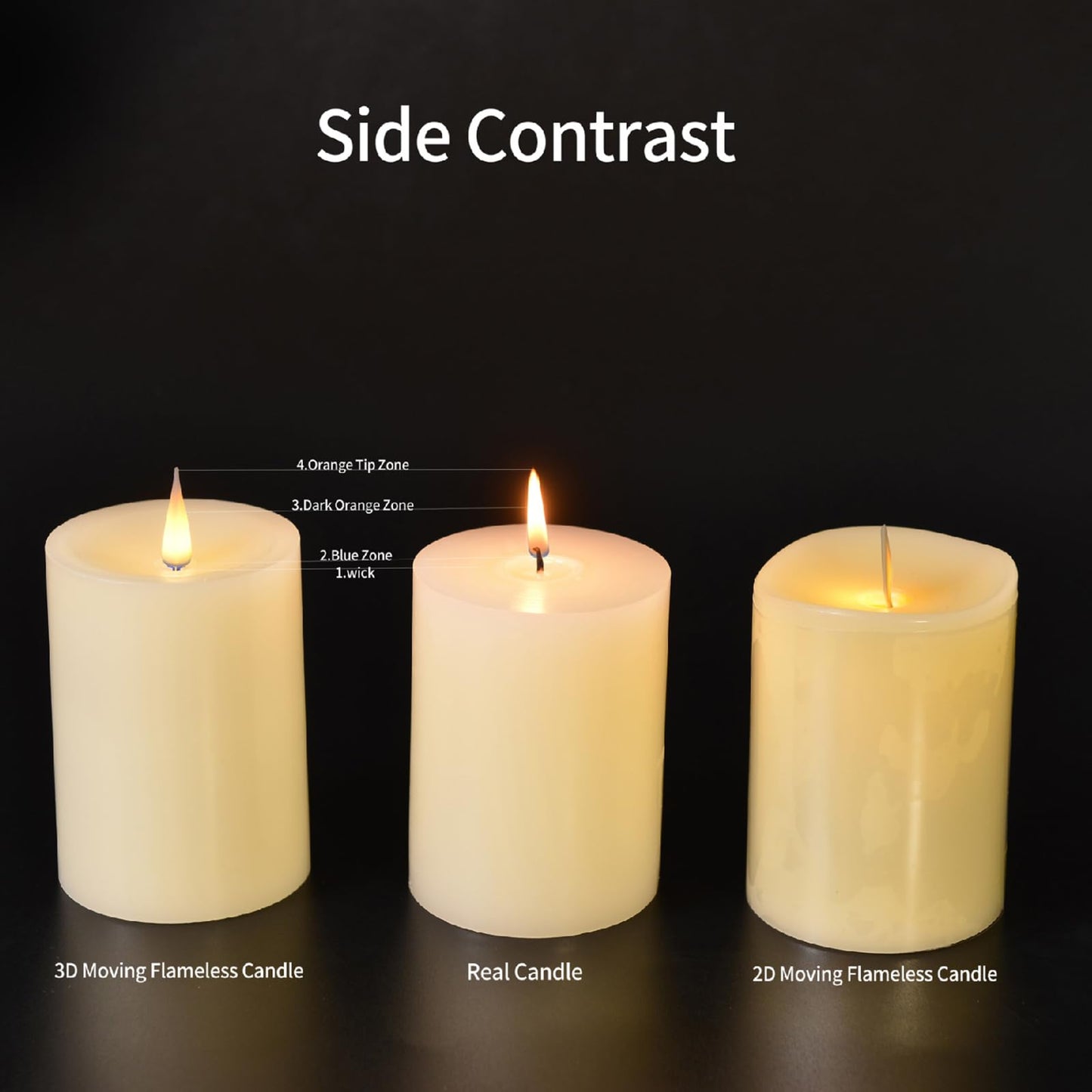 CozierGlow Flameless Pillar Candles Flickering with Remote Timer, Battery Operated LED Candles Up to 400 Hours, 3D Moving Flame Real Wax Candles, Set of 3, D3 x H4, 5", 6",Remote Included(Ivory)