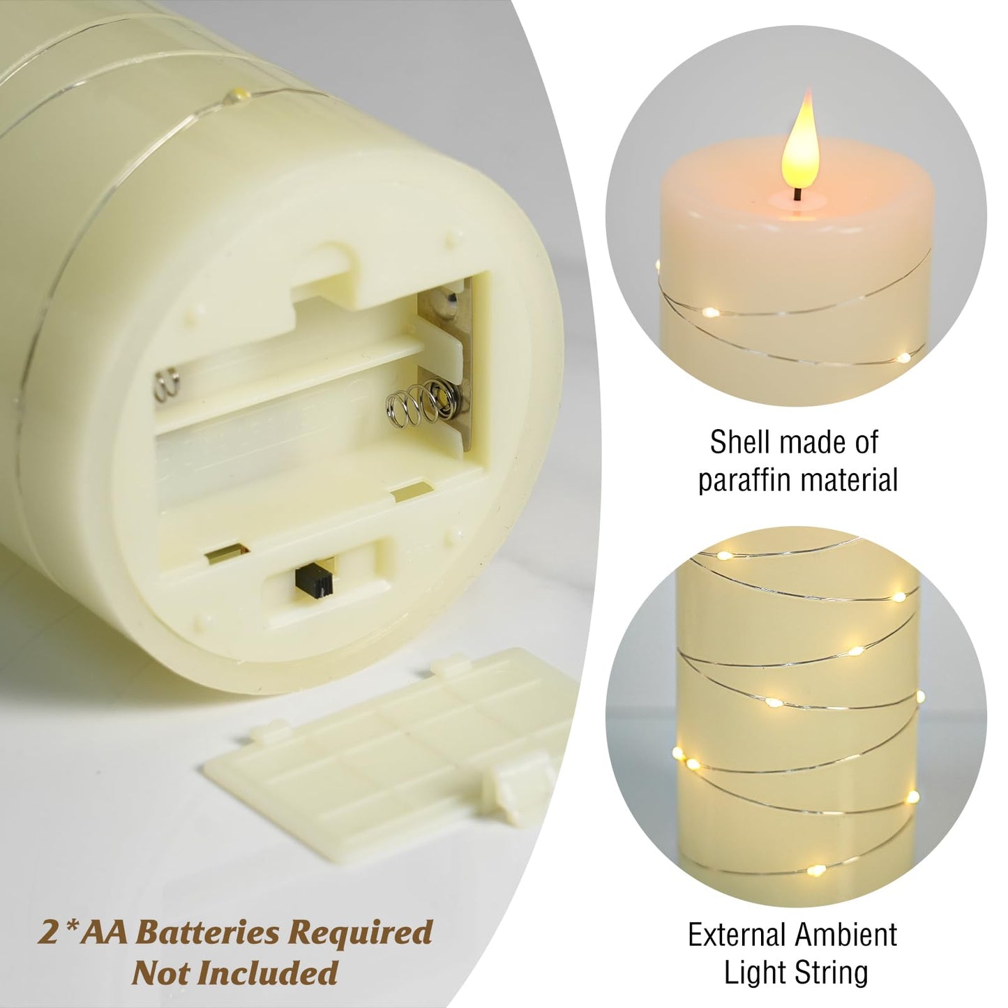 Homwamee 3 Pcs Flameless Candles with Remote Control, Battery Operated Candles LED Pillar Candle with Timer, 4'' 5'' 6'' Candles Set of 3 Pack for Wedding Centerpieces Holiday Table Home Decorations