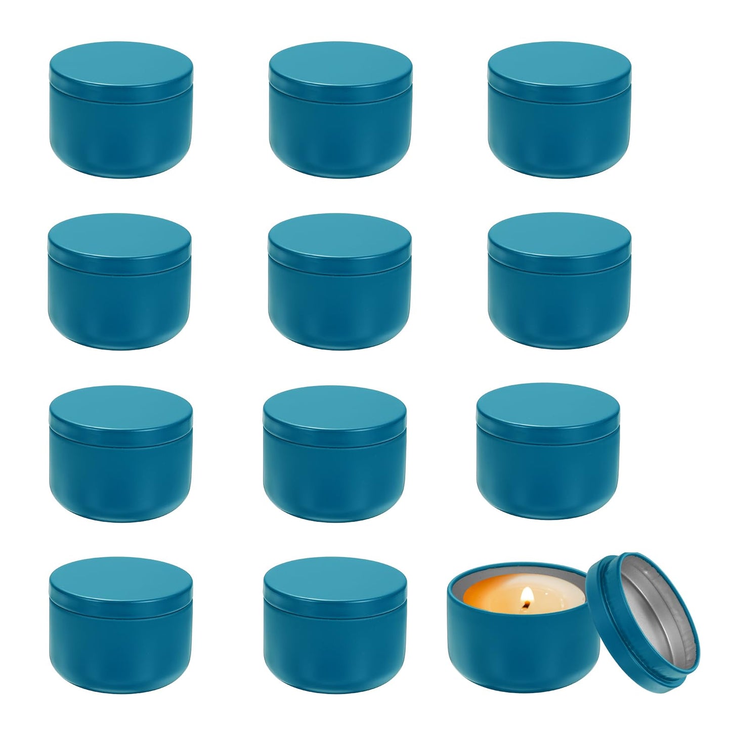 MECCANIXITY 3oz Candle Tins, 12pcs Metal Candle Tins Jars with Lids Round Empty Tin Can Containers Bulk for Storage Tea and Making DIY Arts Crafts Christmas Gifts, Navy Blue