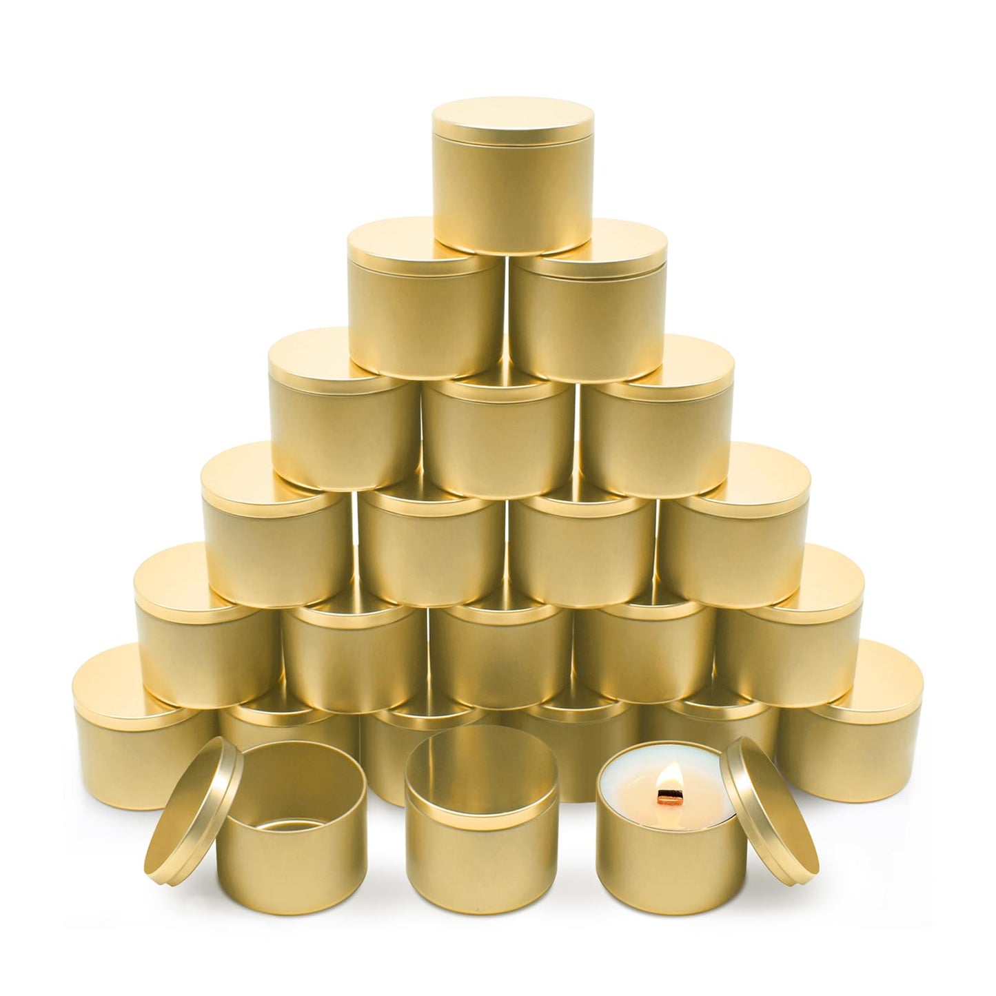 YJHSS 24-Pack 4oz Candle Tins with Lids, Metal Candle Jars for Candle Making, Empty Containers Vessels Bulk for Small Business & Beginners DIY Storage -Gold