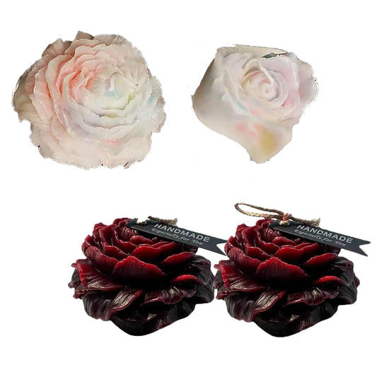 4 Pcs Low Temperature Candles Peony Flower Shaped and Heart Rose Shaped Scented Candles，Adult Low Temp Body Safe Candles Wax Play for Couples Date.(Multicolour)