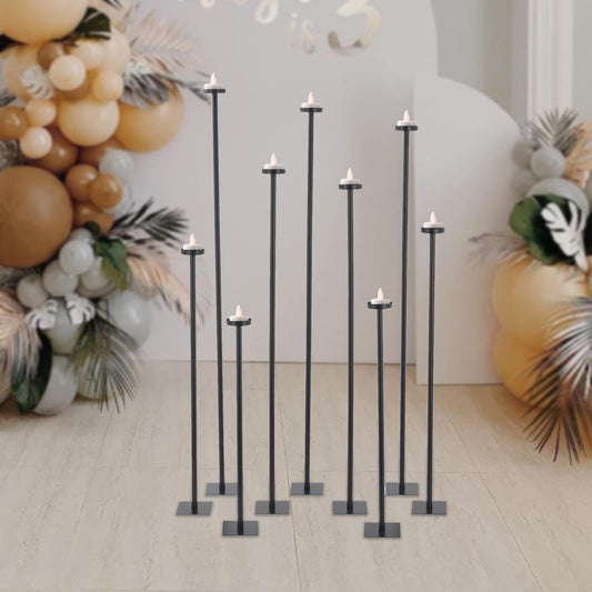 Tall Floor Candle Holders for 9 Arm Candlesticks, Metal Iron Black Candelabra for Wedding Centerpiece Candle Stick Holders for Pillar Tealight Candles on Party Reception Christmas Home Decoration