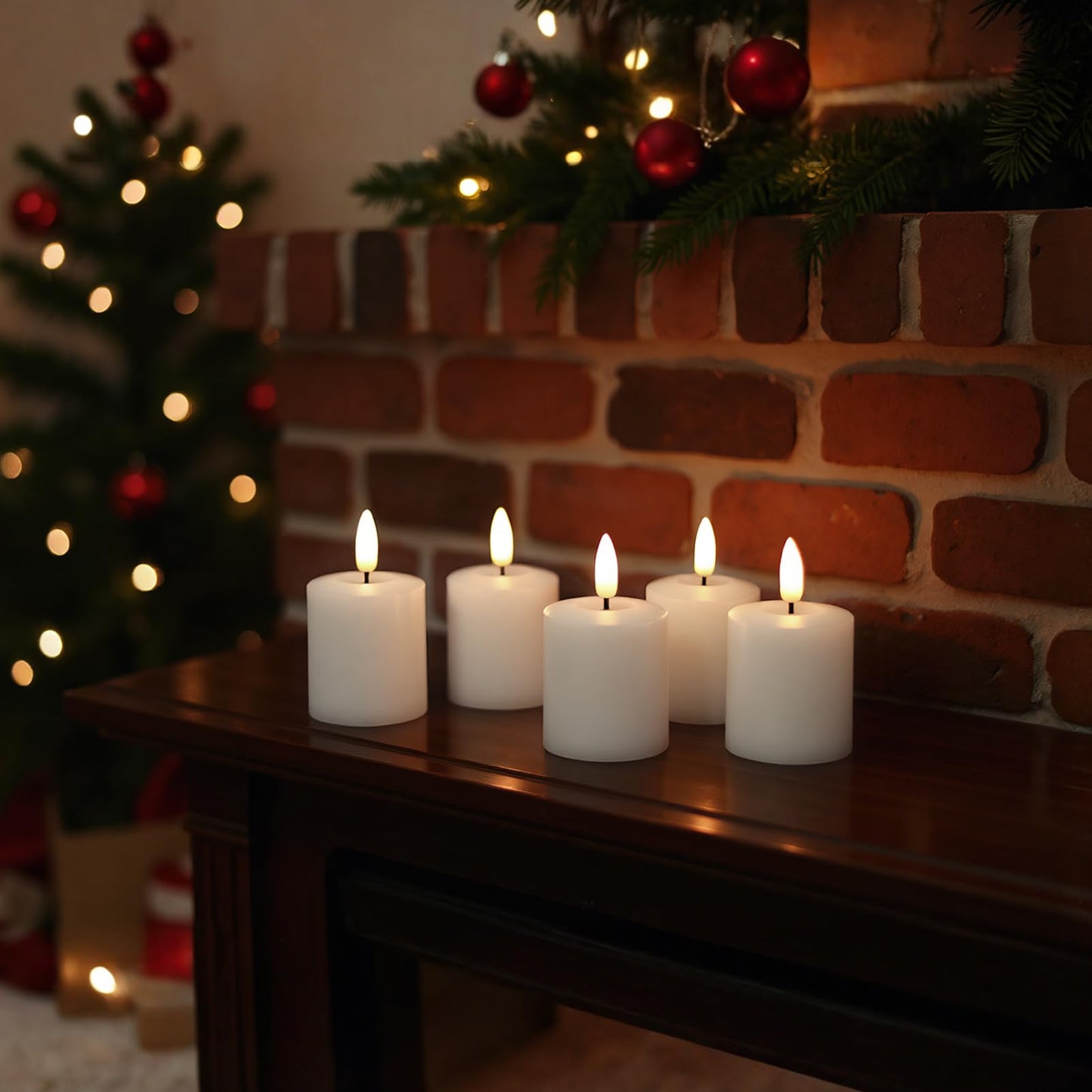 GenSwin Real Wax Tea Lights Candles Battery Operated, Flameless LED Tealights Candles with 6H Timer, 10 Pcs Battery Tea Lights with 3D Flame for Christmas Holiday Home Decor(Ivory, D1.6” x H2”)